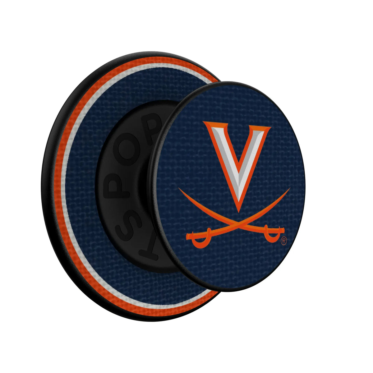 University of Virginia Cavaliers Stripe Popsockets Round Magnetic - Isometric View