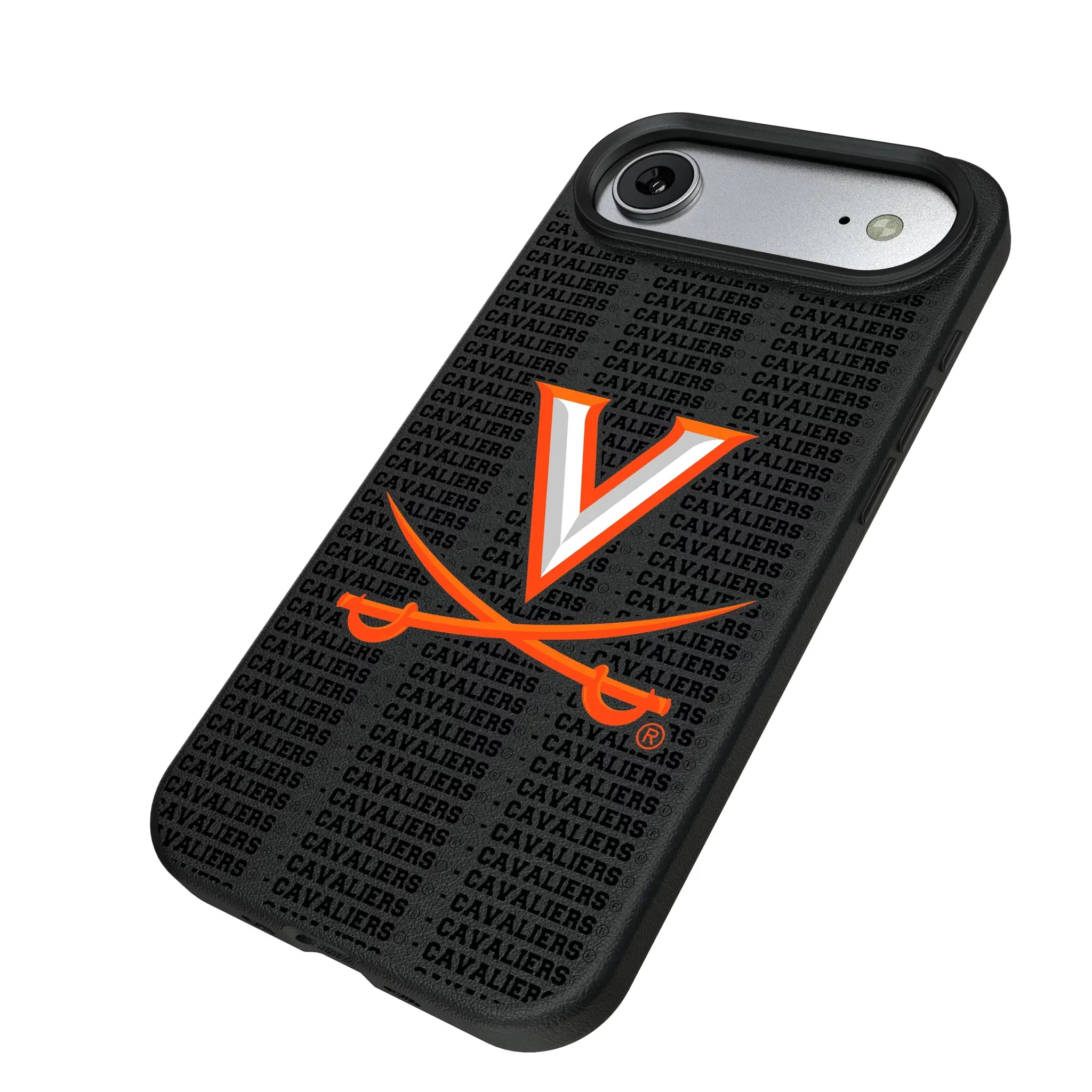 University of Virginia Cavaliers Text Backdrop iPhone MagSafe Compatible Phone Case for Apple iPhone - Isometric View#Device_iPhone Air