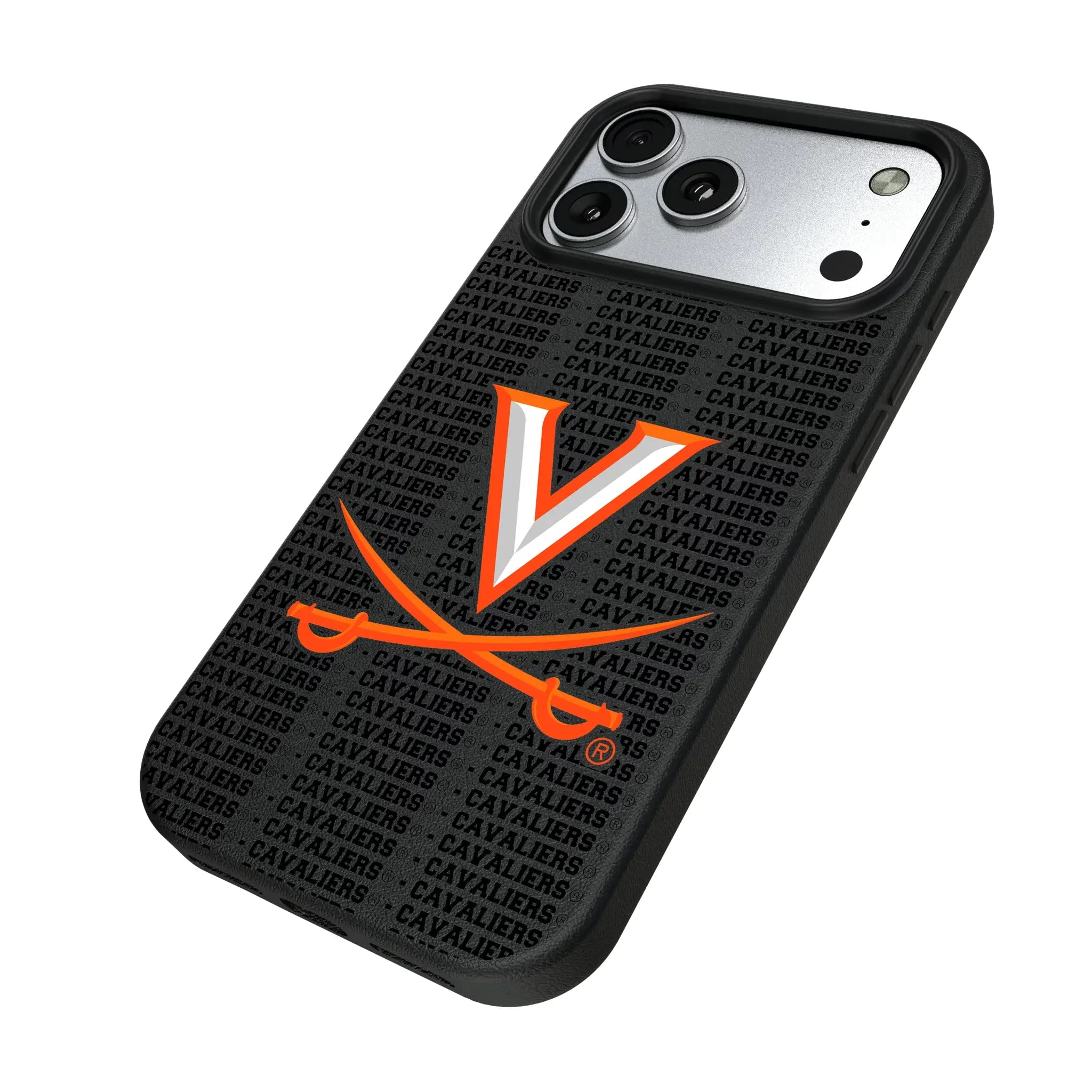 University of Virginia Cavaliers Text Backdrop iPhone MagSafe Compatible Phone Case for Apple iPhone - Isometric View#Device_iPhone 17 Pro Max