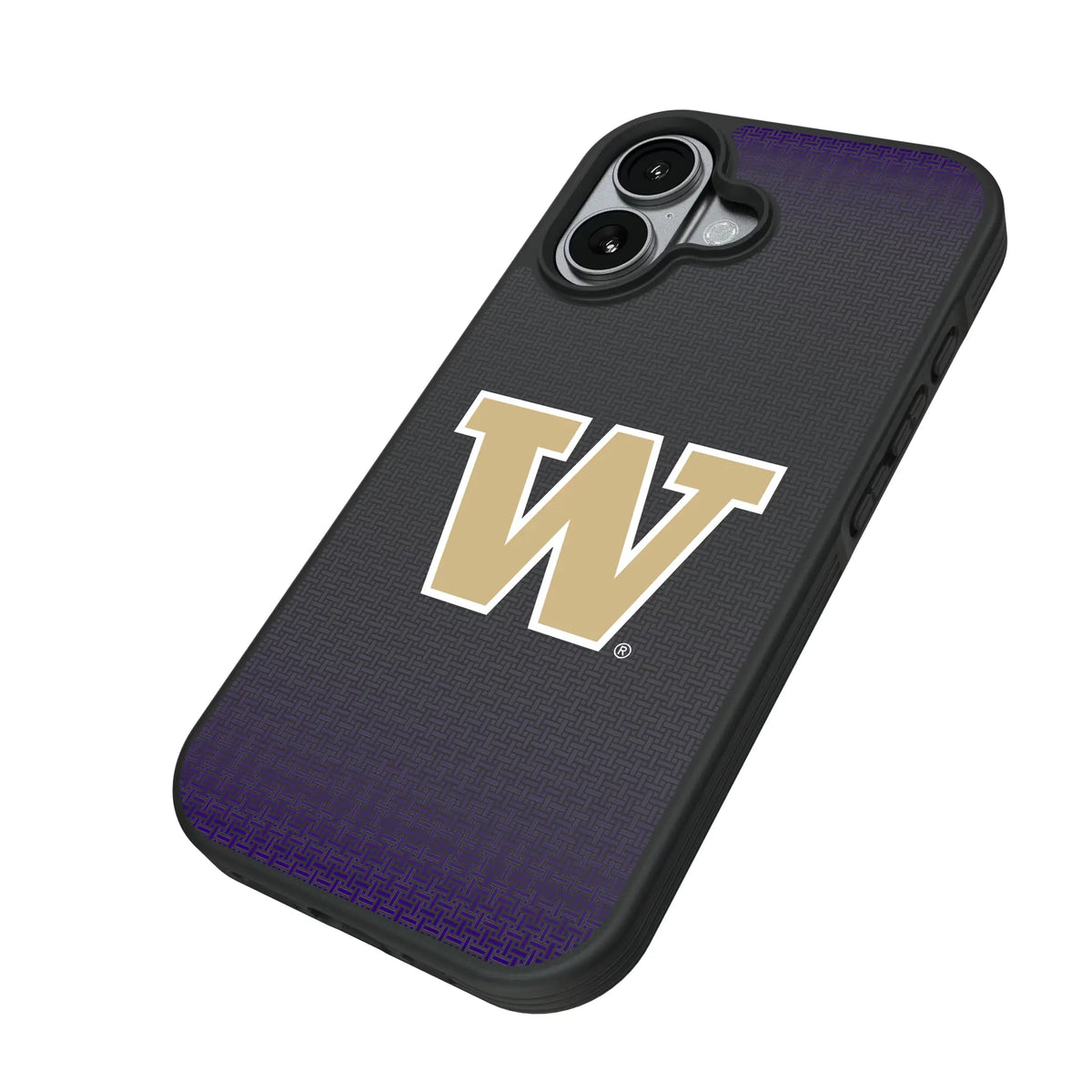 University of Washington Huskies Linen iPhone Bump Phone Case for Apple iPhone - Isometric View#Device_iPhone 17