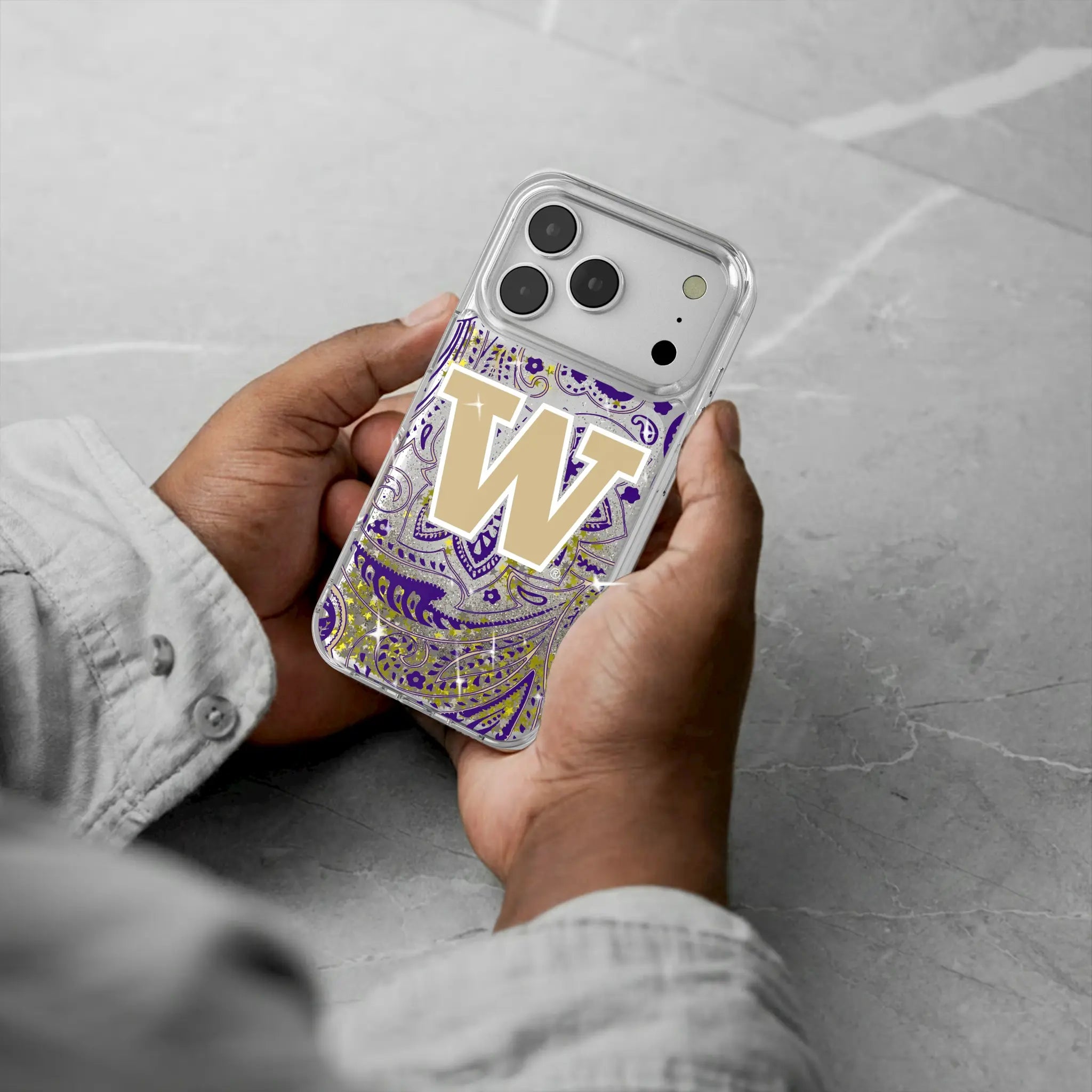 University of Washington Huskies Paisley iPhone Glitter Phone Case for Apple iPhone - Lifestyle