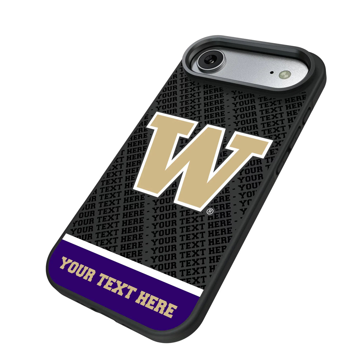 University of Washington Huskies Personalized EndZone Plus iPhone Bump Phone Case for Apple iPhone - Isometric View#Device_iPhone Air
