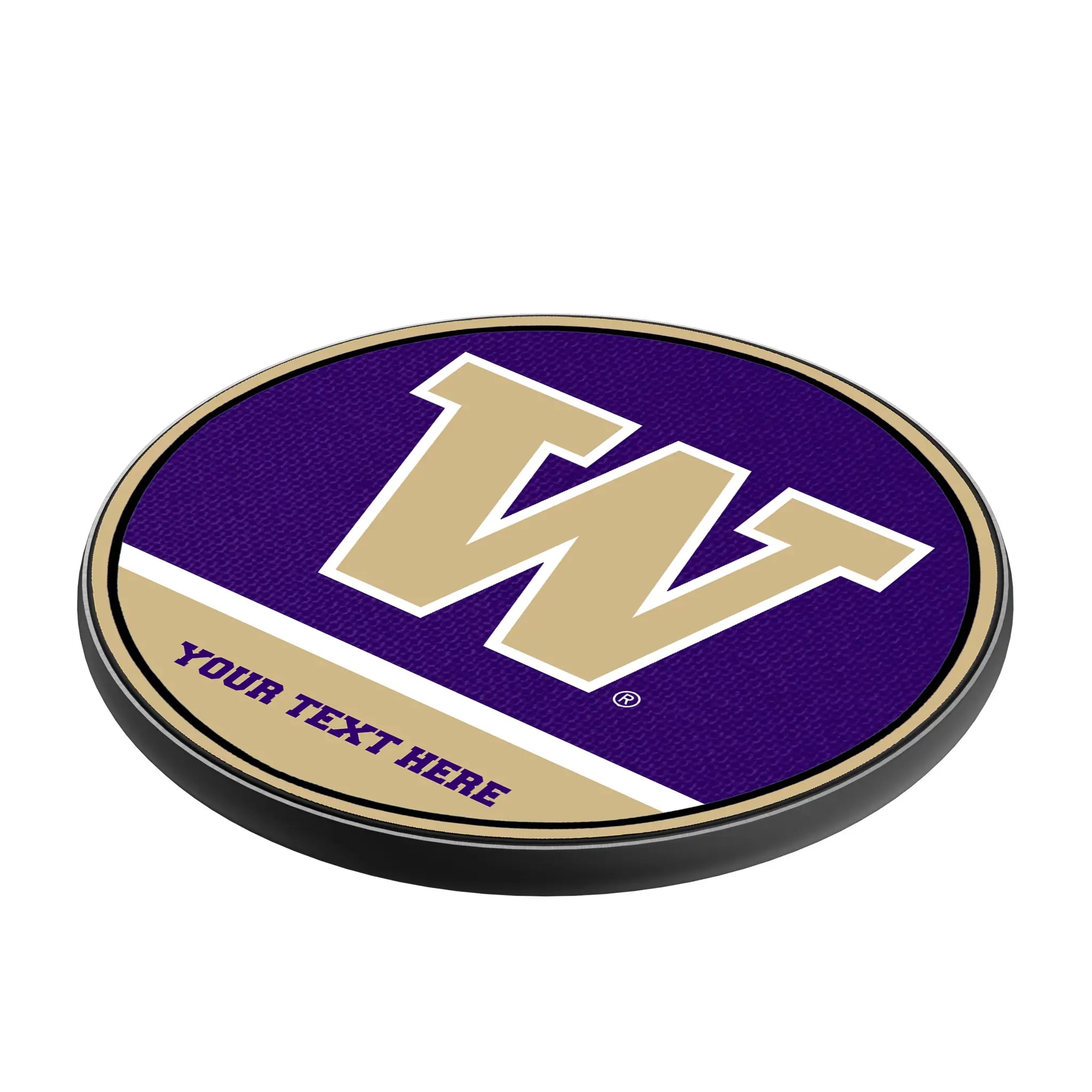 University of Washington Huskies Personalized Endzone Solid 15-Watt Wireless Charger - Isometric View