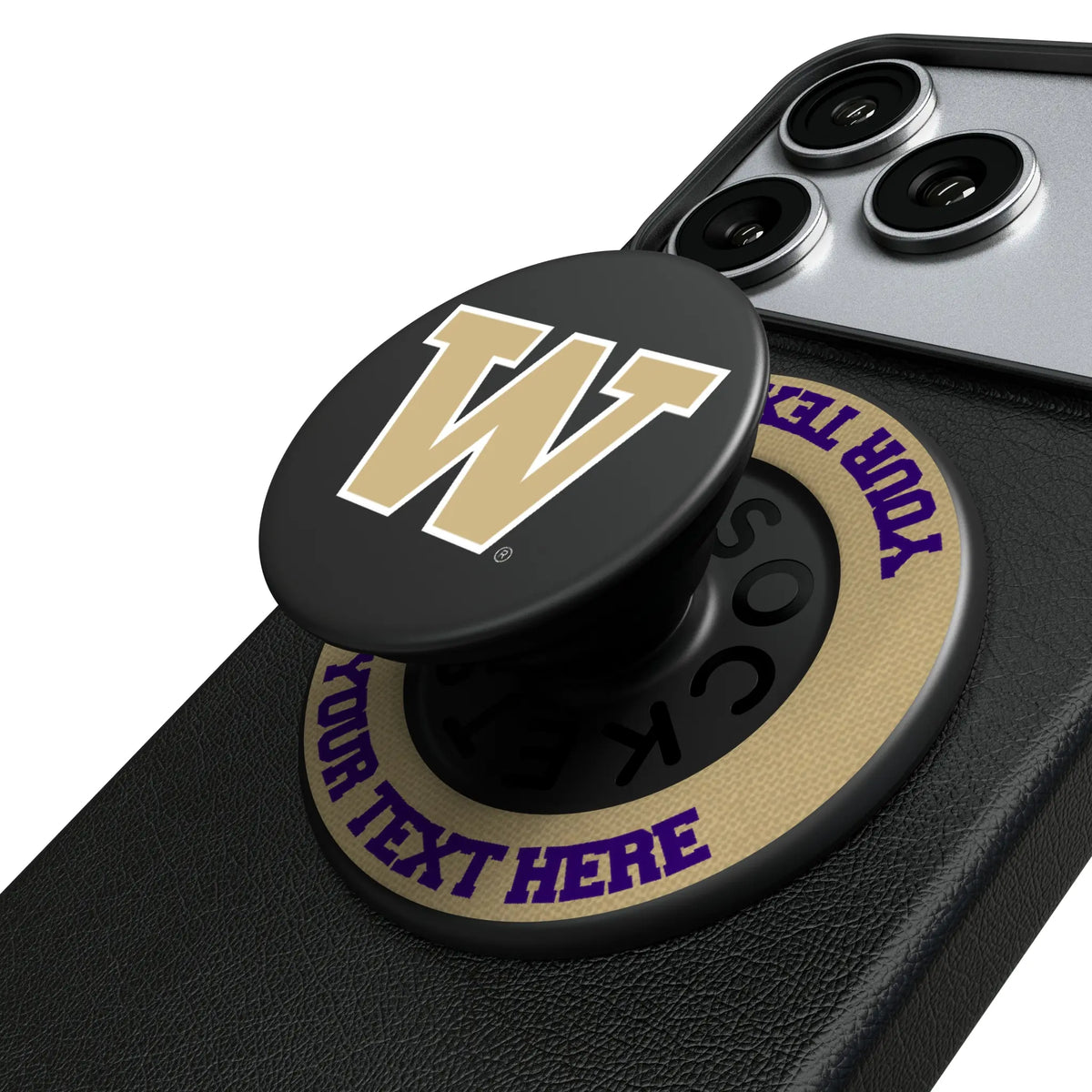 University of Washington Huskies Personalized Endzone Solid Popsockets Round Magnetic
