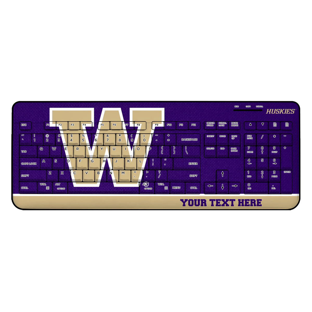 University of Washington Huskies Personalized Endzone Solid Wireless USB Keyboard