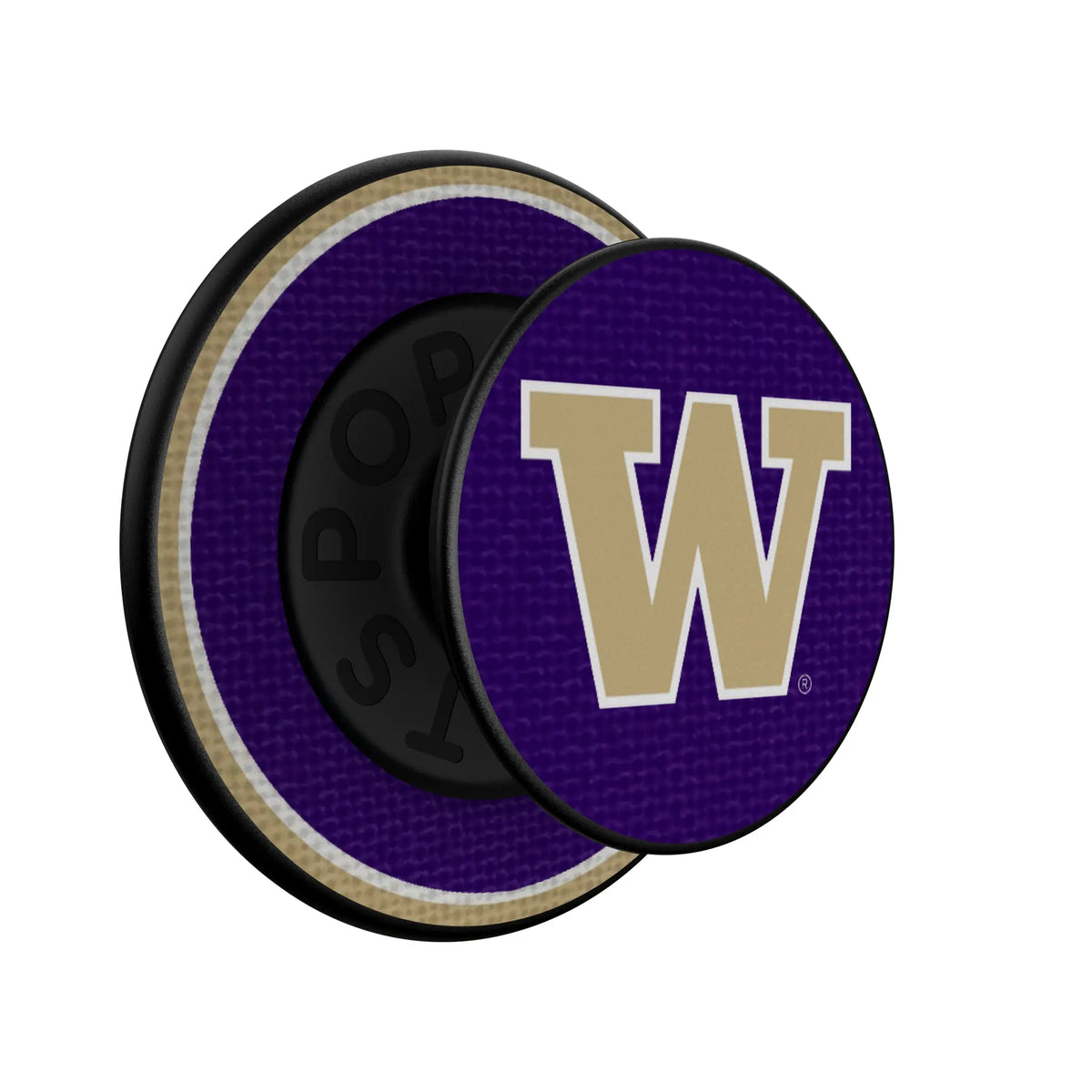University of Washington Huskies Stripe Popsockets Round Magnetic - Isometric View
