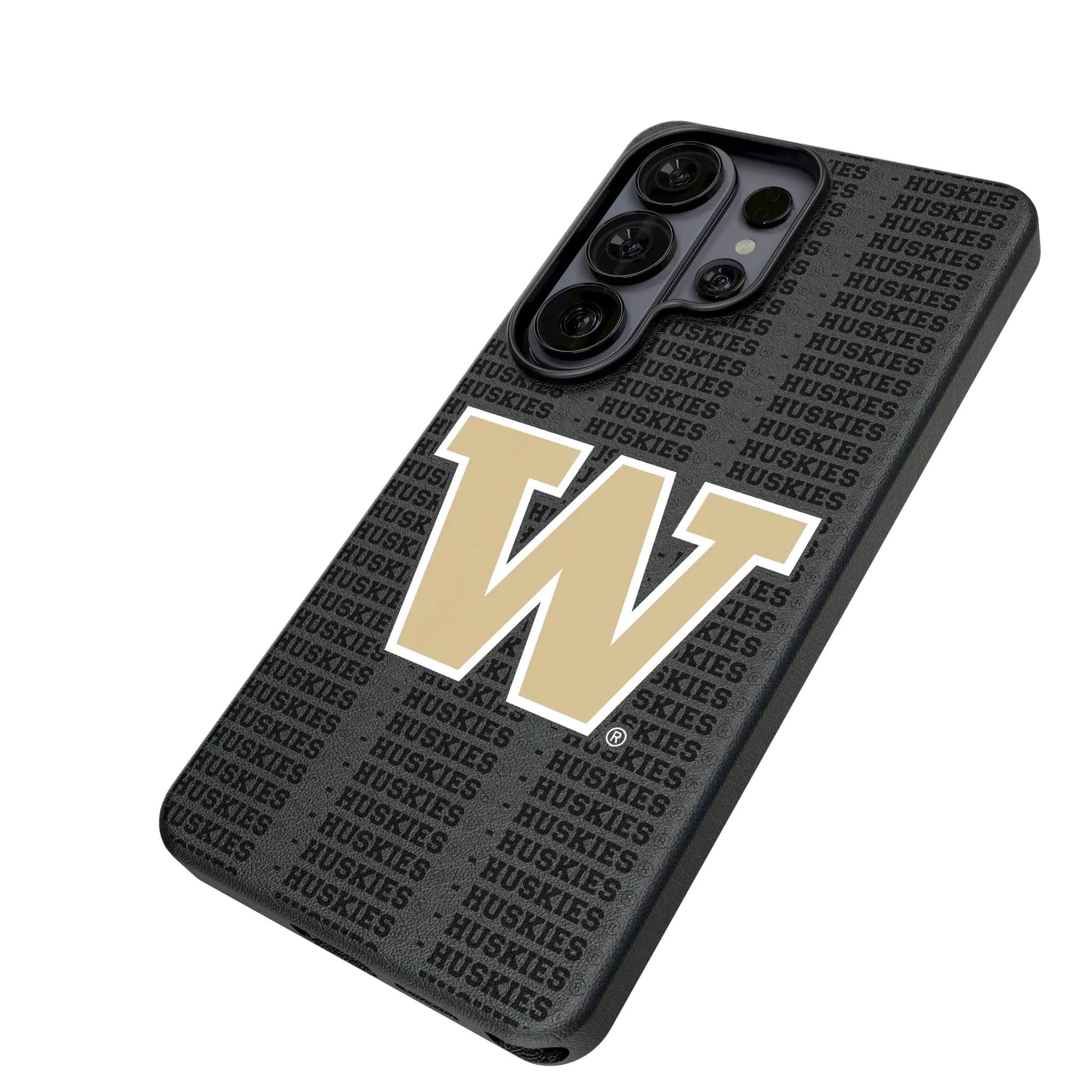 University of Washington Huskies Text Backdrop Galaxy MagSafe Compatible Phone Case for Samsung Galaxy - Isometric View#Device_Galaxy S26 Ultra