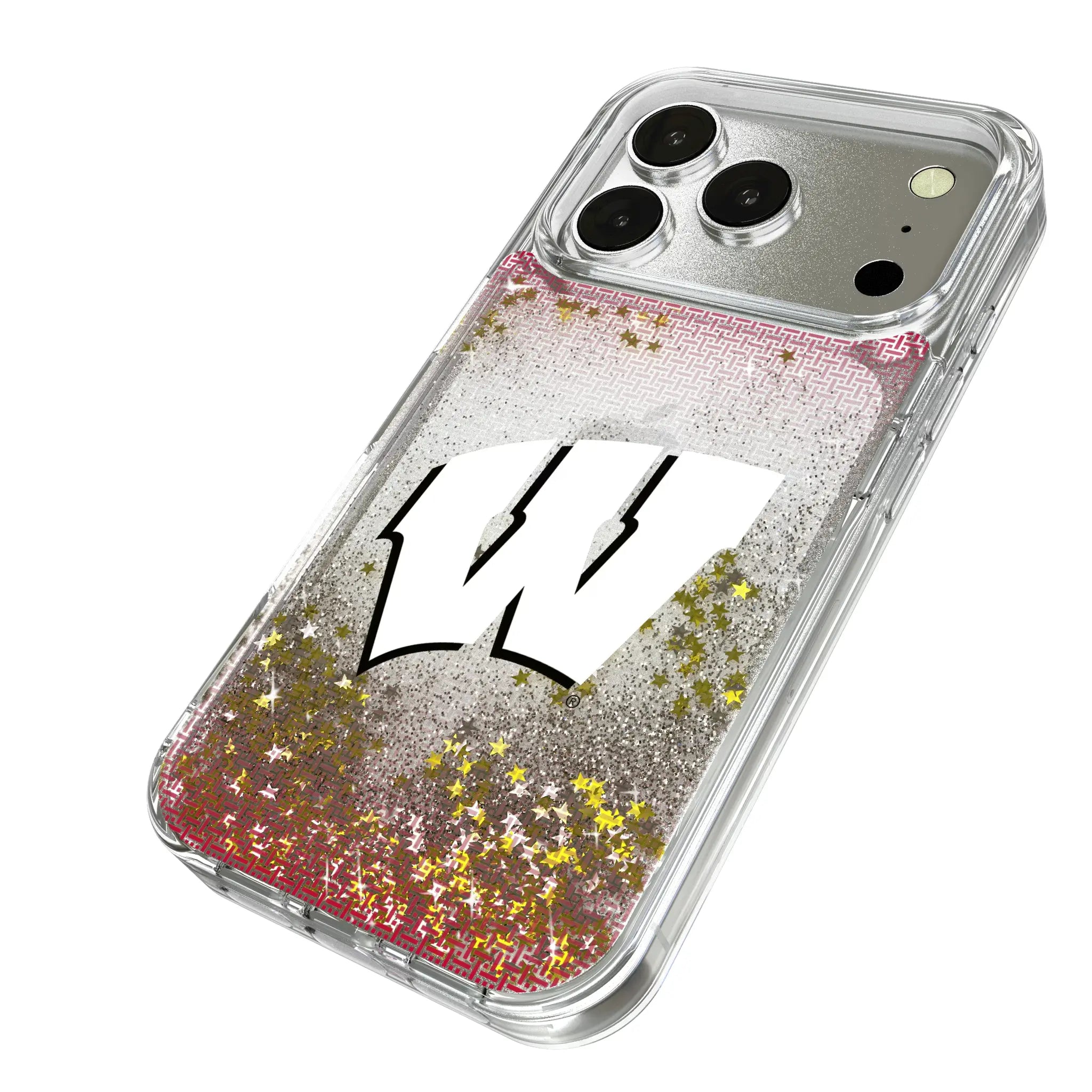 University of Wisconsin Badgers Linen iPhone Glitter Phone Case for Apple iPhone - Isometric View