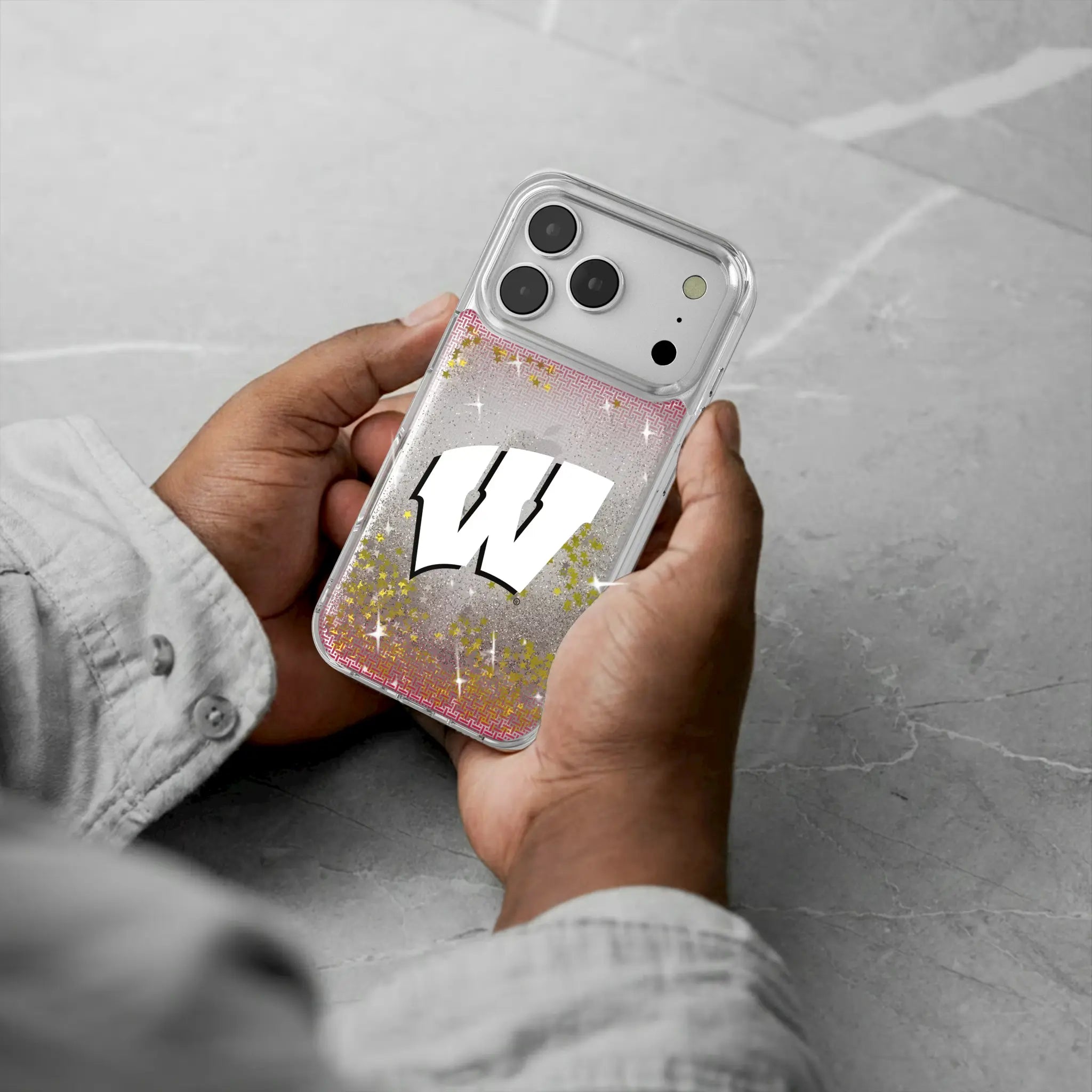 University of Wisconsin Badgers Linen iPhone Glitter Phone Case for Apple iPhone - Lifestyle#Device_iPhone 17 Pro