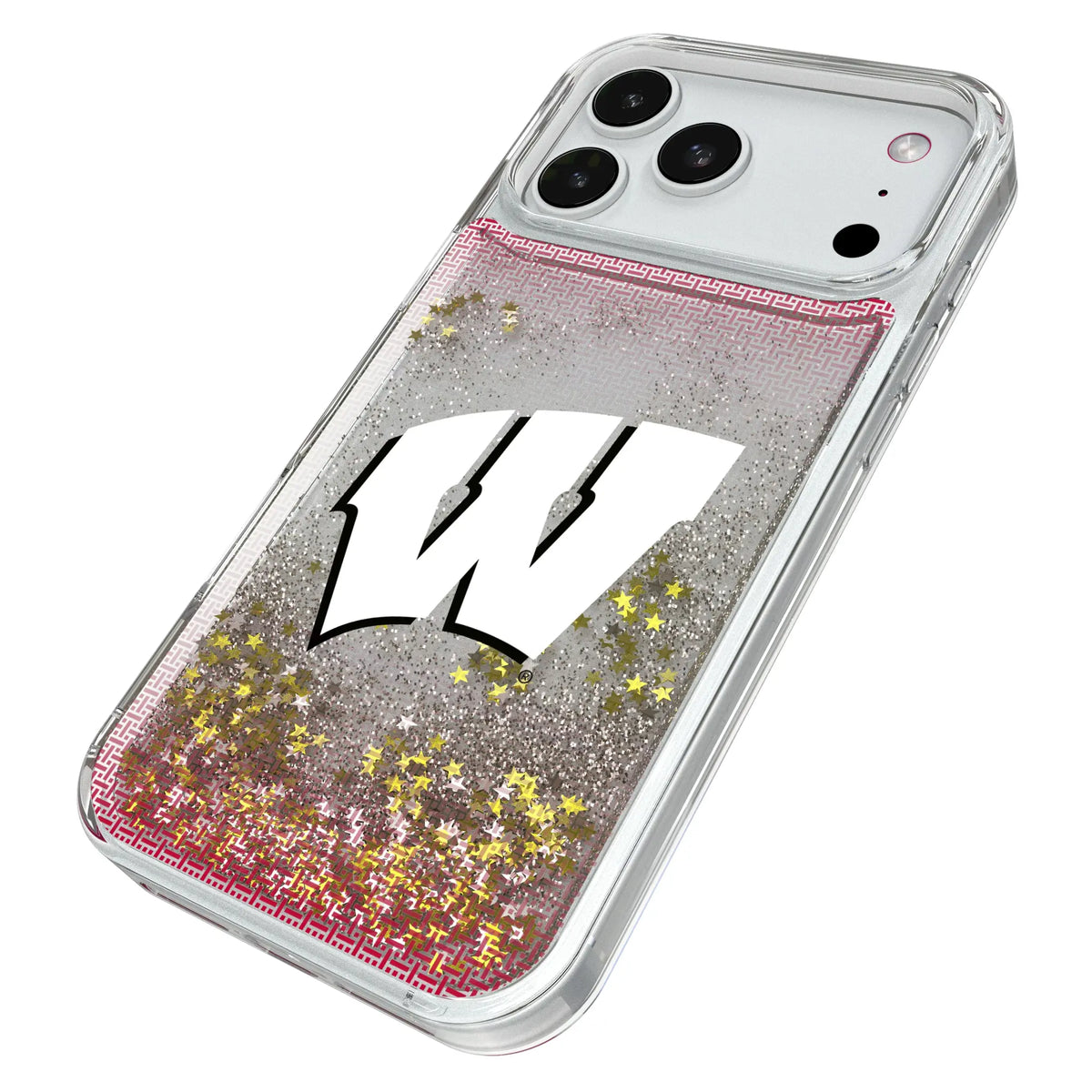 University of Wisconsin Badgers Linen iPhone Glitter Phone Case for Apple iPhone - Isometric View#Device_iPhone 18 Pro Max