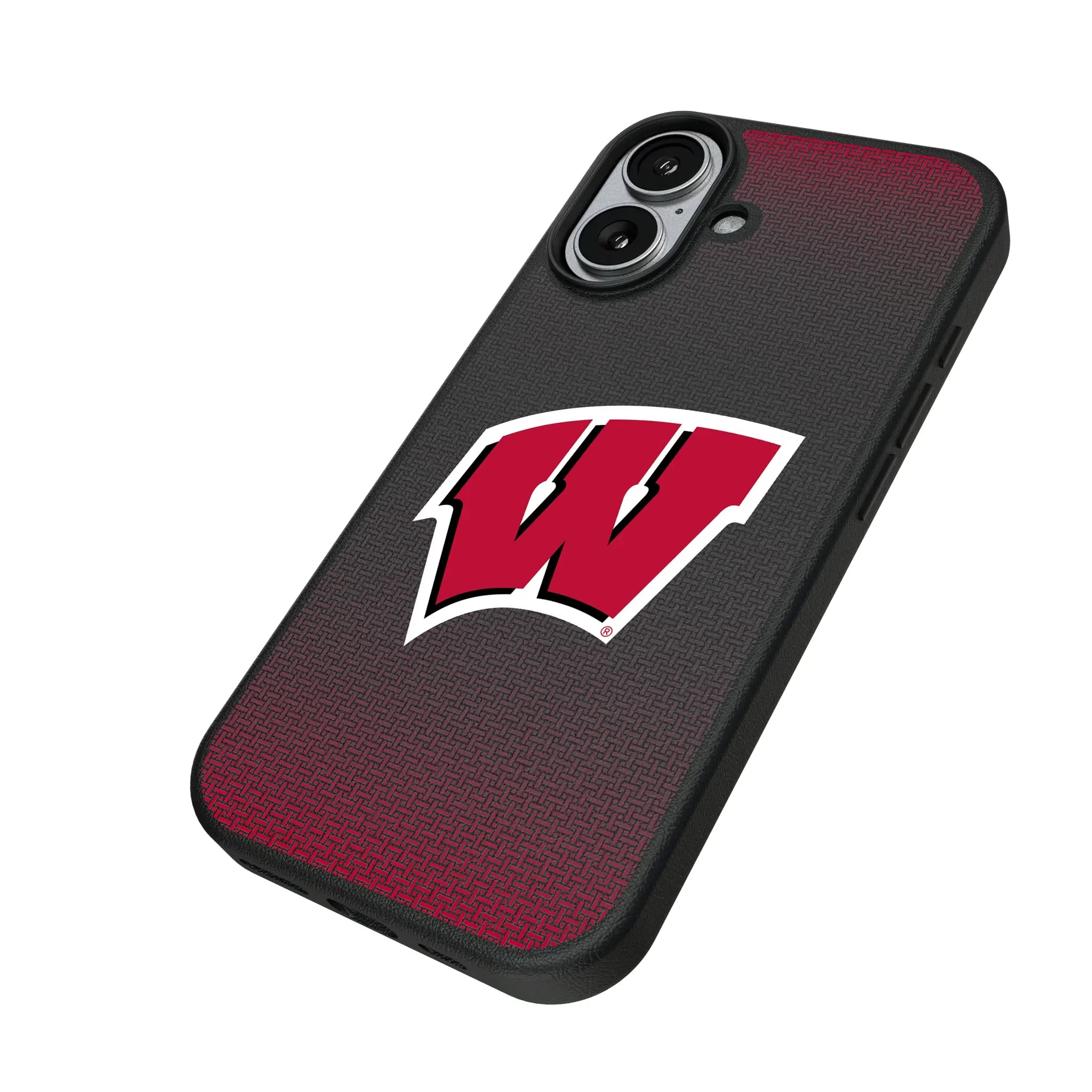 University of Wisconsin Badgers Linen iPhone MagSafe Compatible Phone Case for Apple iPhone - Isometric View#Device_iPhone 17