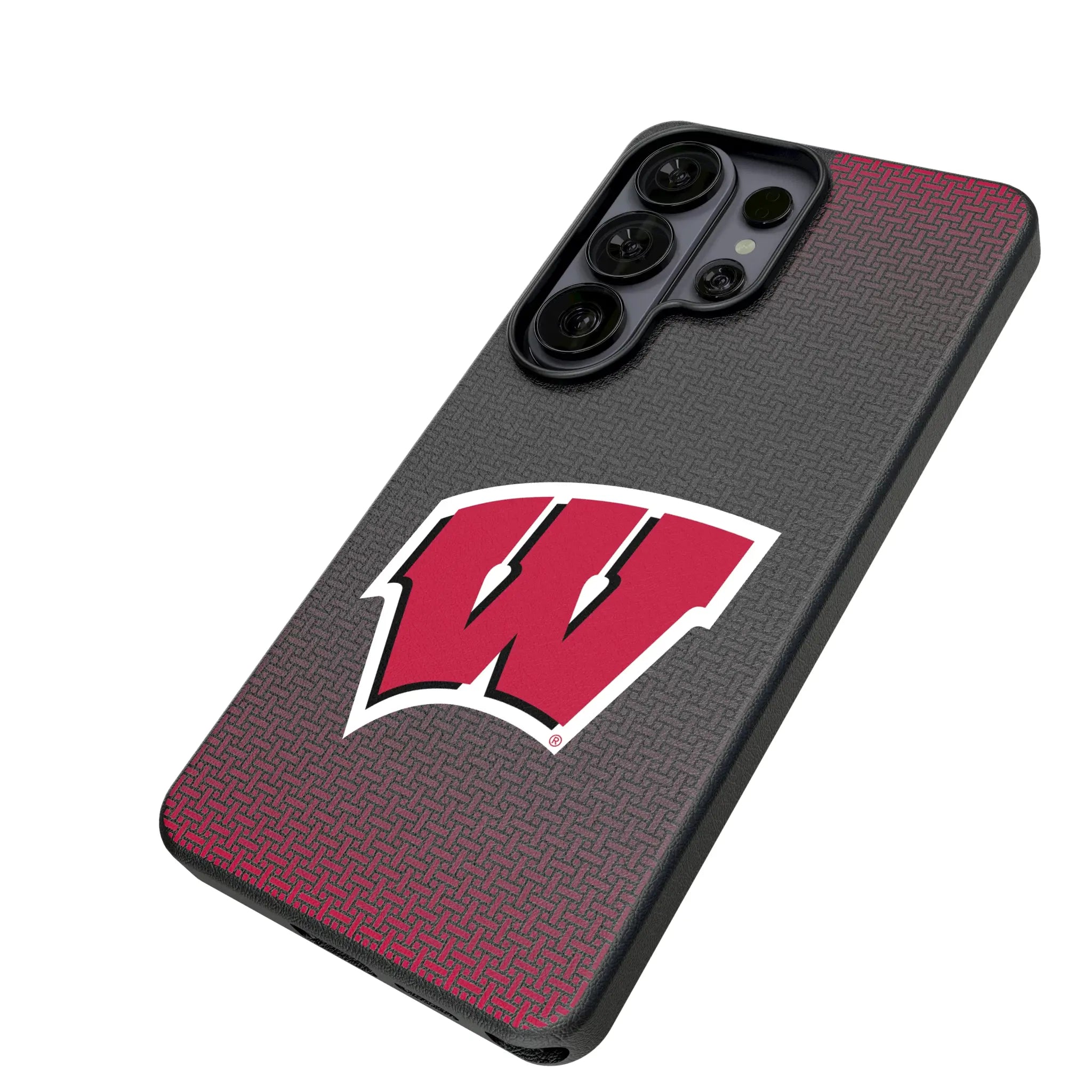 University of Wisconsin Badgers Linen Galaxy MagSafe Compatible Phone Case for Samsung Galaxy - Isometric View#Device_Galaxy S26 Ultra