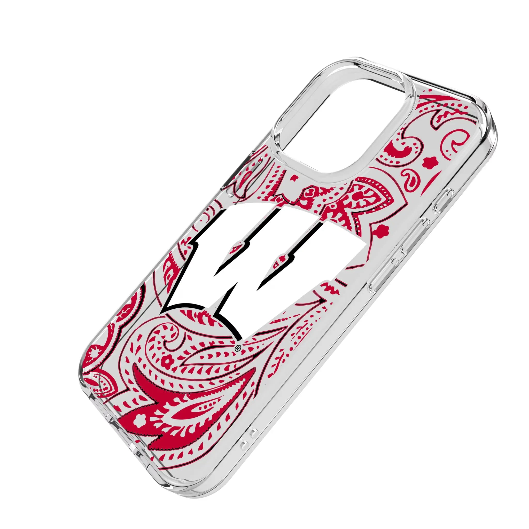 University of Wisconsin Badgers Paisley iPhone Clear Phone Case for Apple iPhone - Isometric View