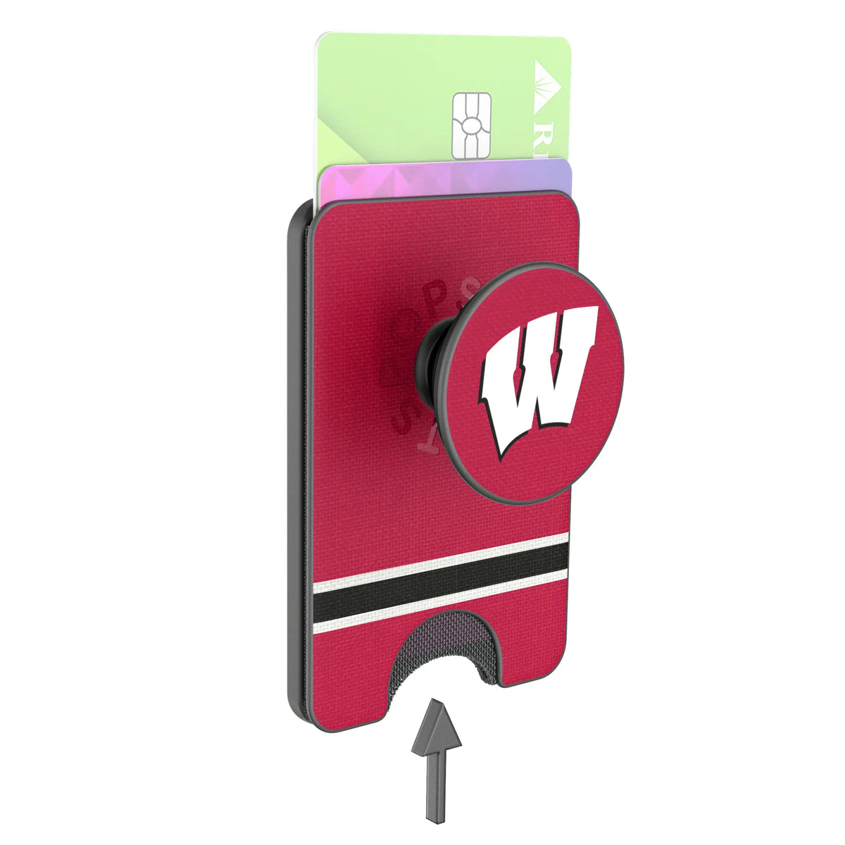 University of Wisconsin Badgers Stripe Popsockets Wallet Magnetic - Detail