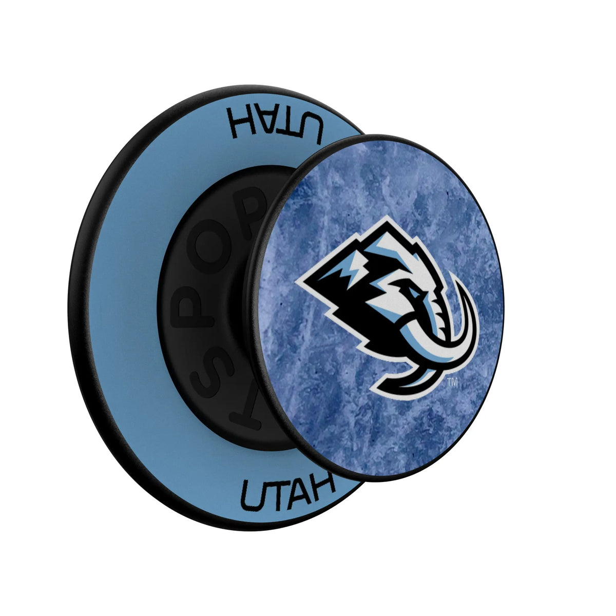 Utah Mammoth Ice Wordmark Popsockets Round Magnetic - Isometric View