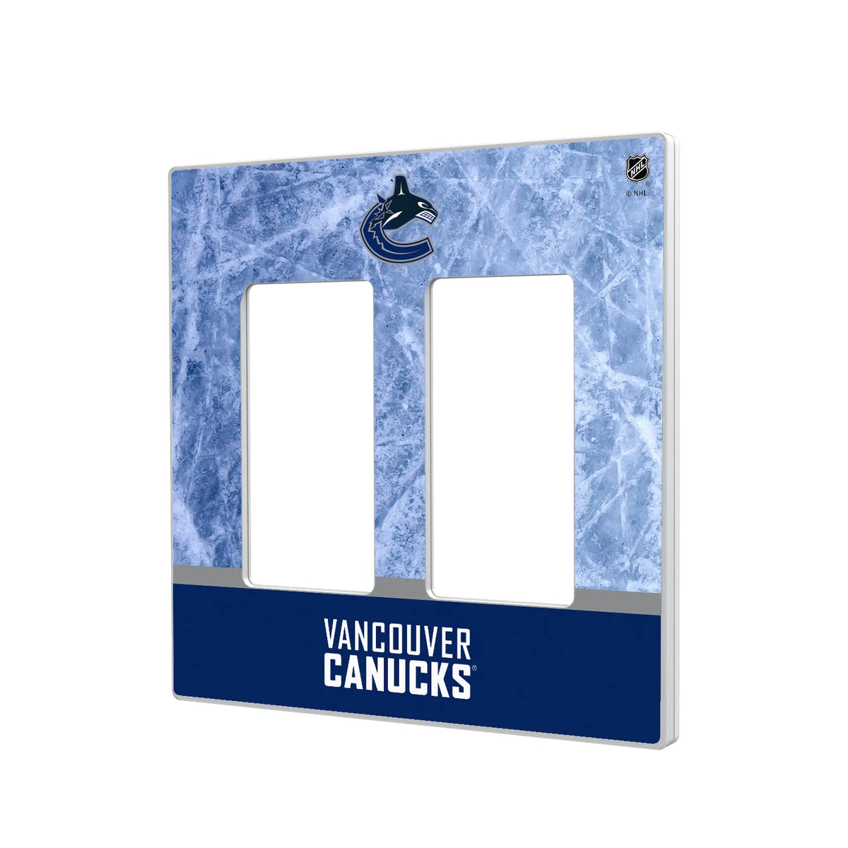 Vancouver Canucks Ice Wordmark Hidden-Screw Light Switch Plate#Style_Double Rocker