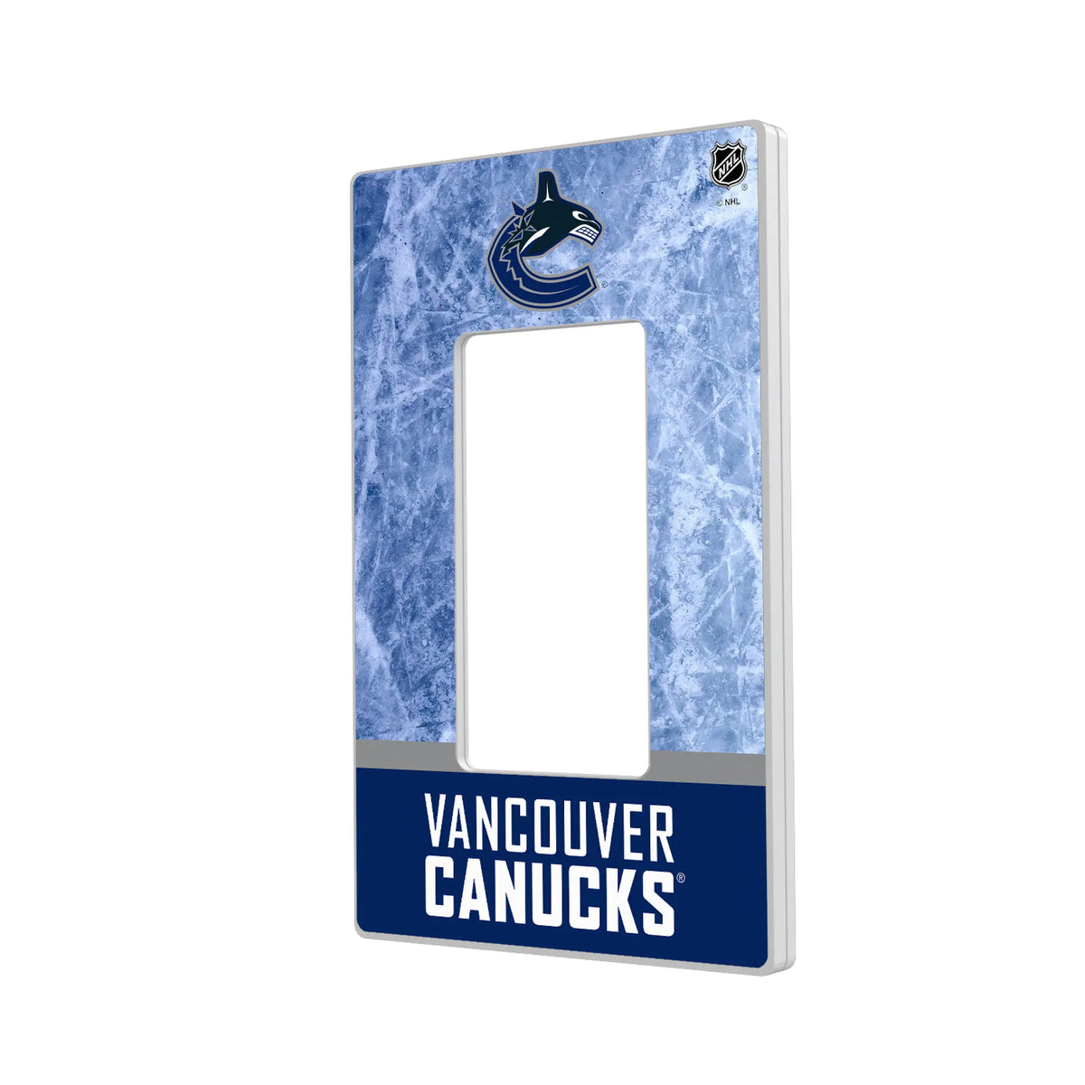 Vancouver Canucks Ice Wordmark Hidden-Screw Light Switch Plate#Style_Single Rocker
