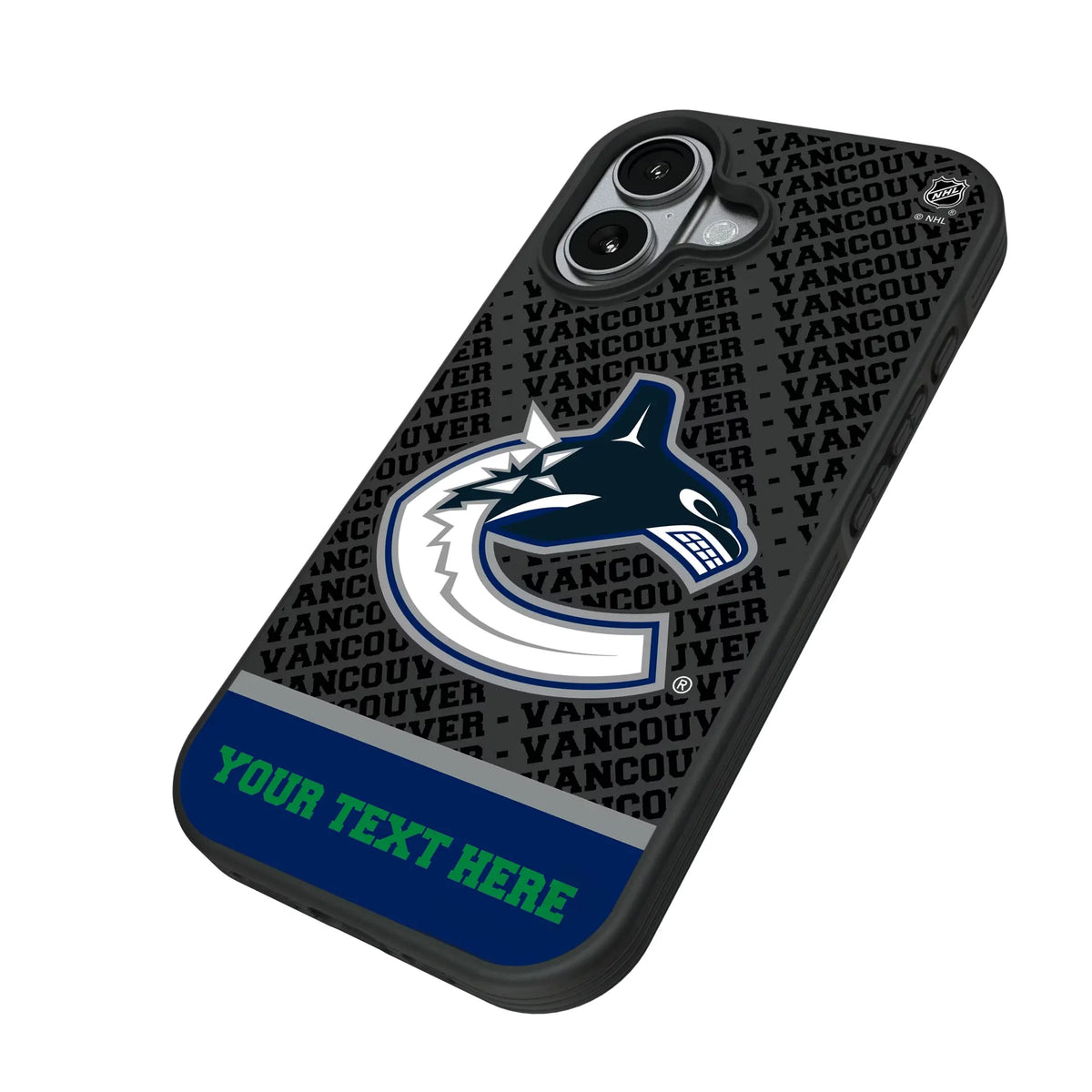 Vancouver Canucks Personalized EndZone Plus iPhone Bump Phone Case for Apple iPhone - Isometric View#Device_iPhone 17