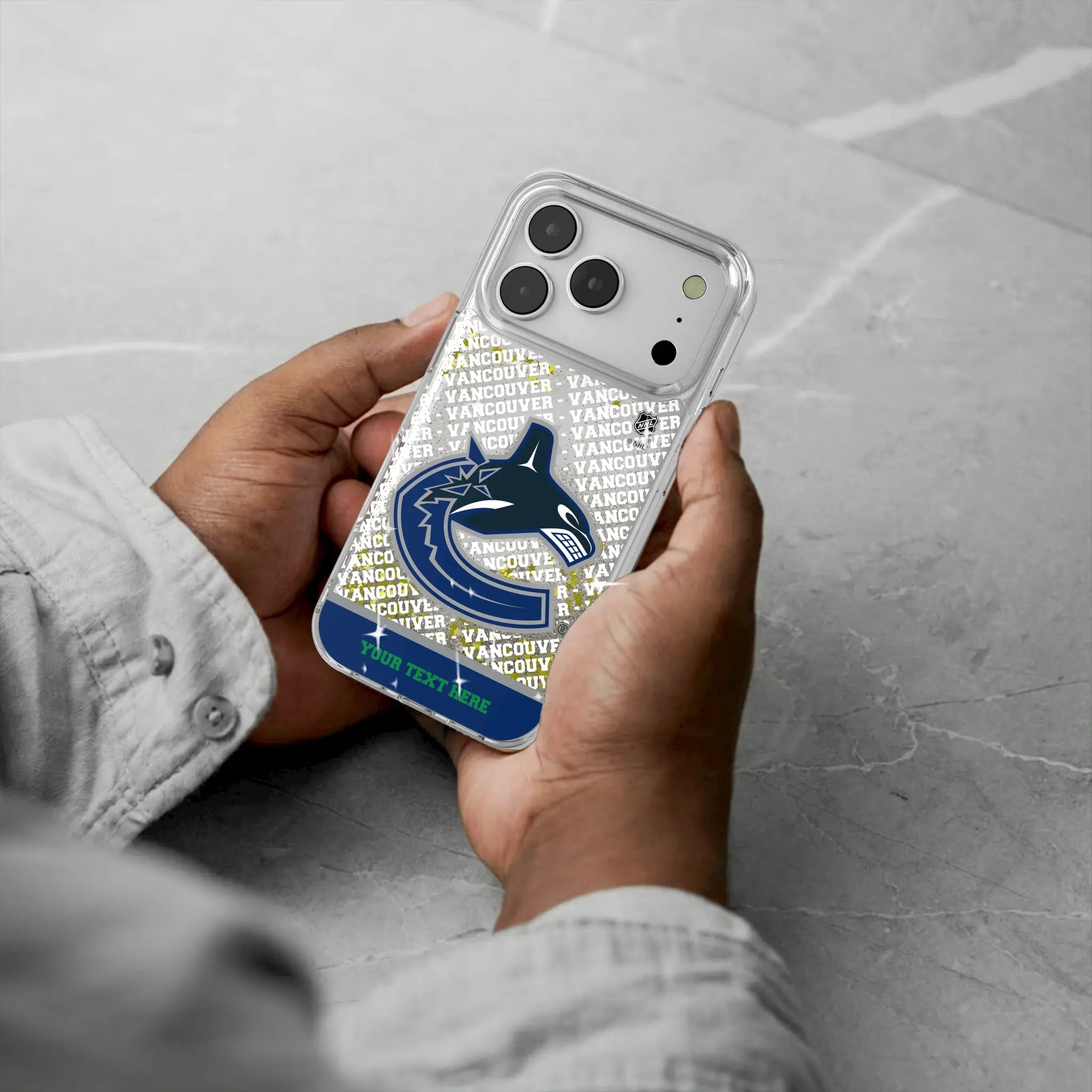 Vancouver Canucks Personalized EndZone Plus iPhone Glitter Phone Case for Apple iPhone - Lifestyle#Device_iPhone 17 Pro