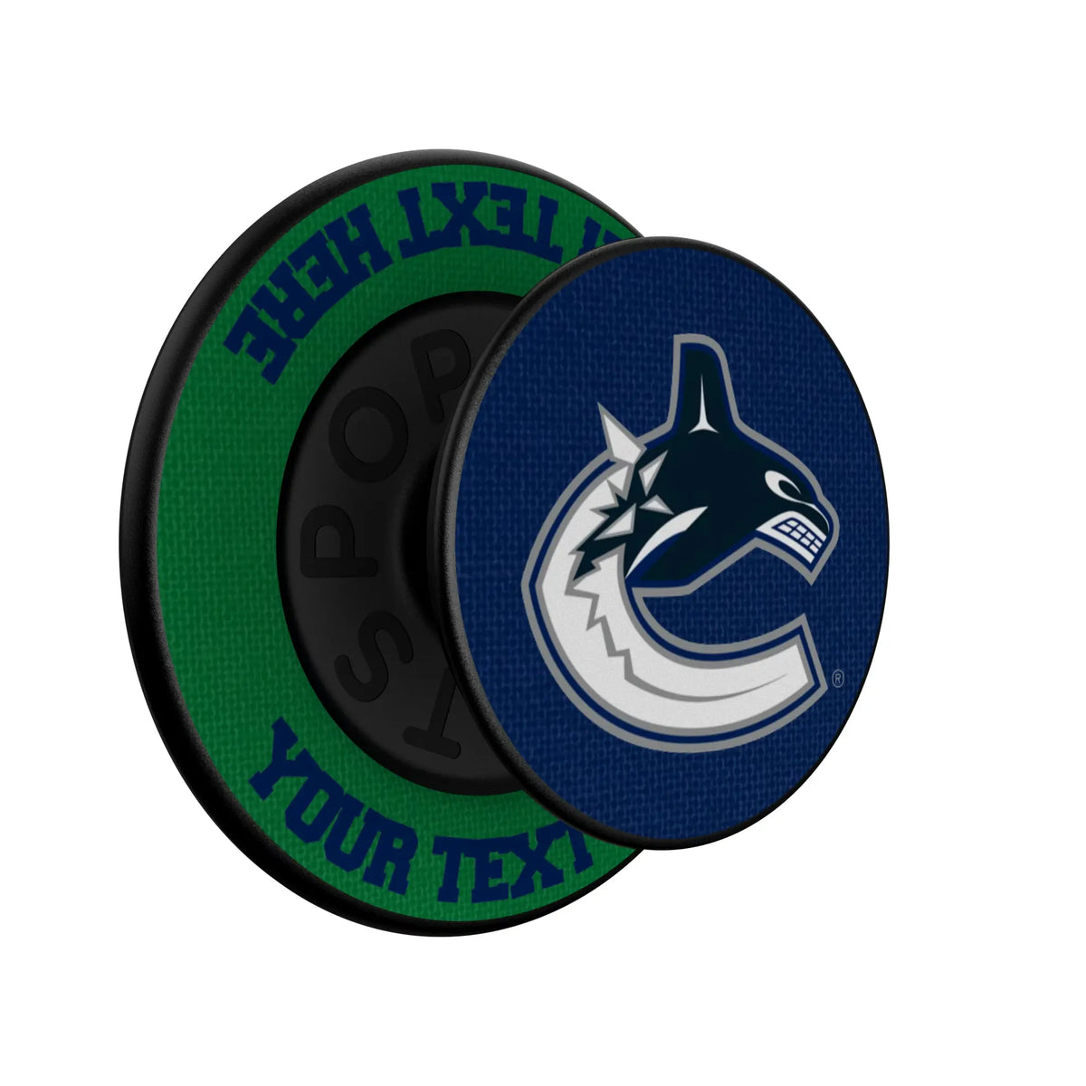 Vancouver Canucks Personalized Endzone Solid Popsockets Round Magnetic - Isometric View