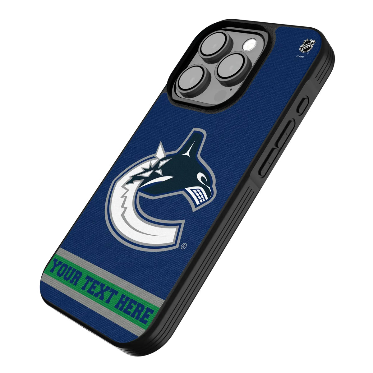 Vancouver Canucks Personalized Stripe iPhone Bump Phone Case for Apple iPhone - Isometric View