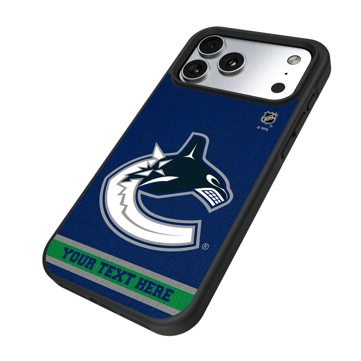 Vancouver Canucks Personalized Stripe iPhone Bump Phone Case for Apple iPhone - Isometric View#Device_iPhone 17 Pro Max