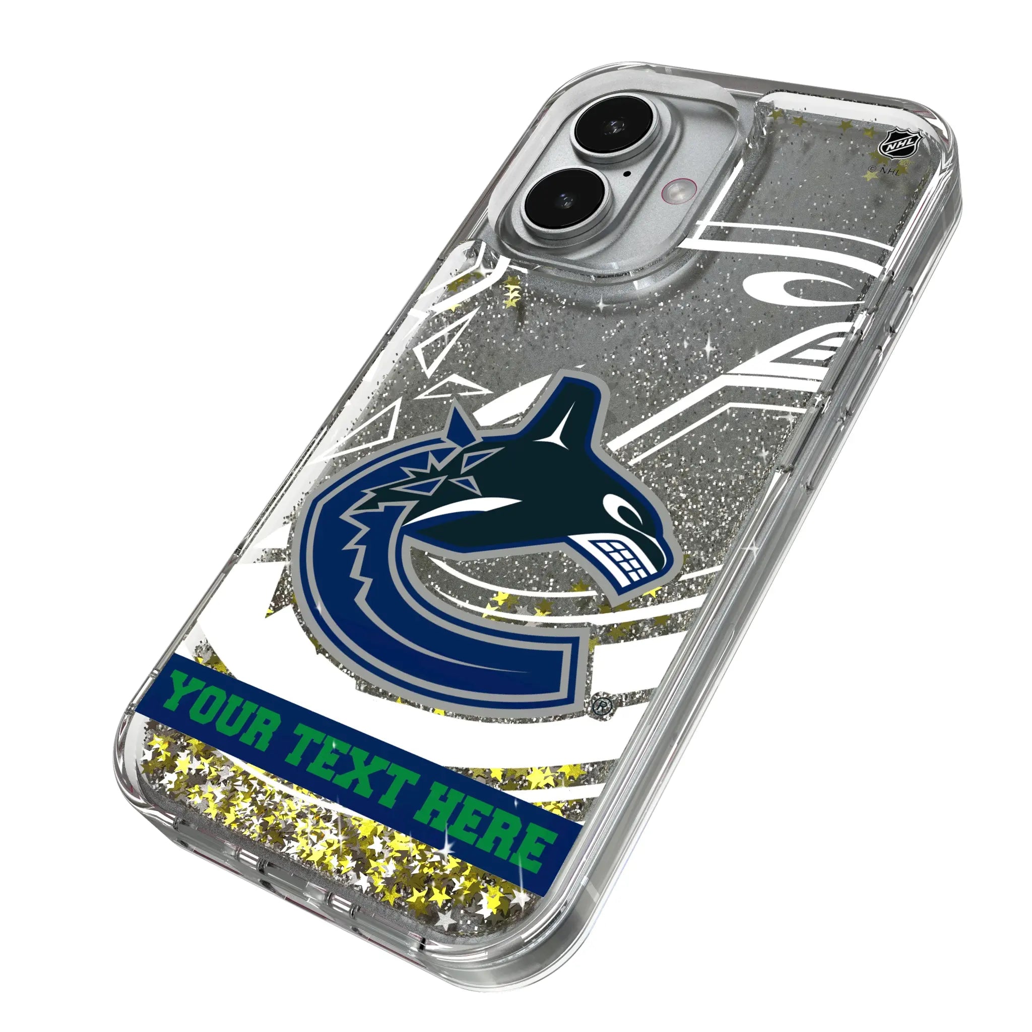 Vancouver Canucks Personalized Tilt iPhone Glitter Phone Case for Apple iPhone - Isometric View