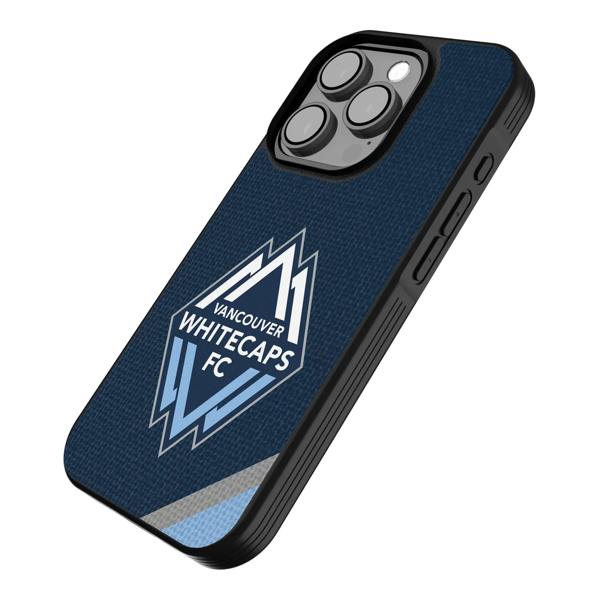 Vancouver Whitecaps Diagonal Stripe iPhone Bump Phone Case for Apple iPhone - Isometric View