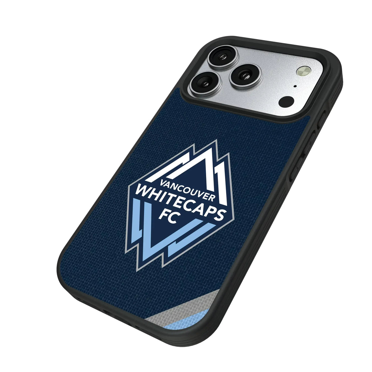 Vancouver Whitecaps Diagonal Stripe iPhone Bump Phone Case for Apple iPhone - Isometric View#Device_iPhone 17 Pro