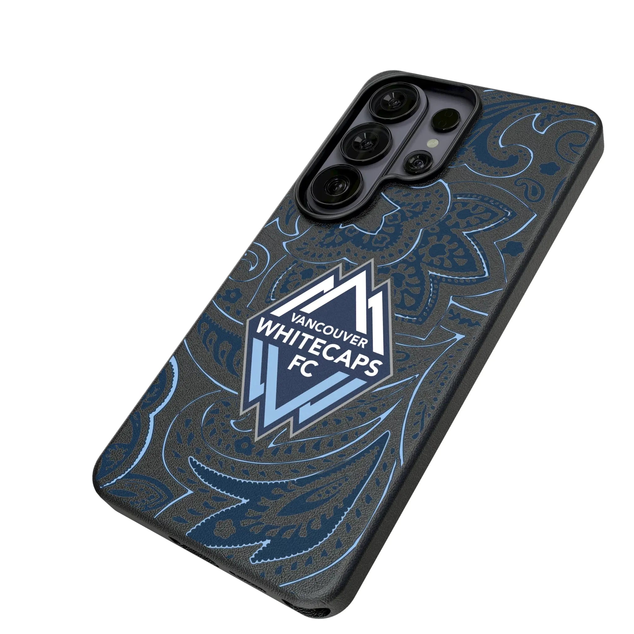 Vancouver Whitecaps Paisley Galaxy MagSafe Compatible Phone Case for Samsung Galaxy - Isometric View#Device_Galaxy S26 Ultra