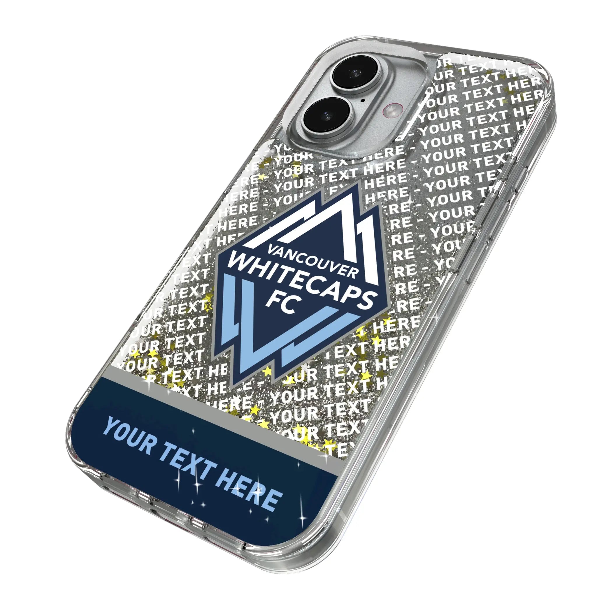 Vancouver Whitecaps Personalized EndZone Plus iPhone Glitter Phone Case for Apple iPhone - Isometric View
