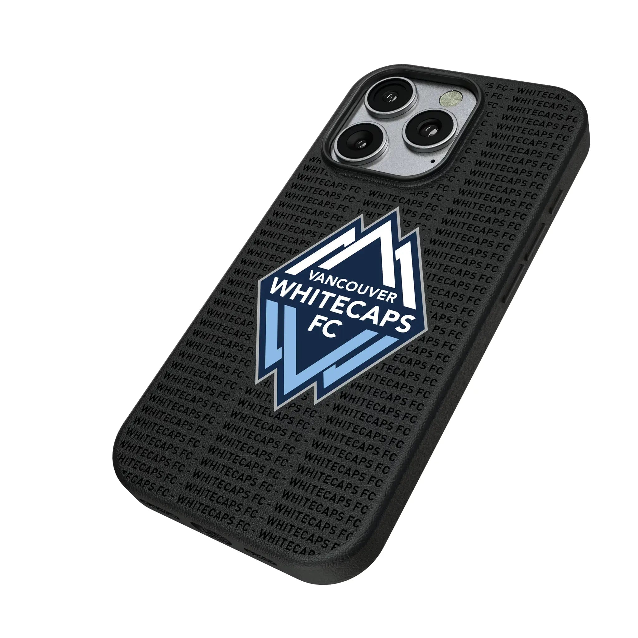 Vancouver Whitecaps Text Backdrop iPhone MagSafe Compatible Phone Case for Apple iPhone - Isometric View