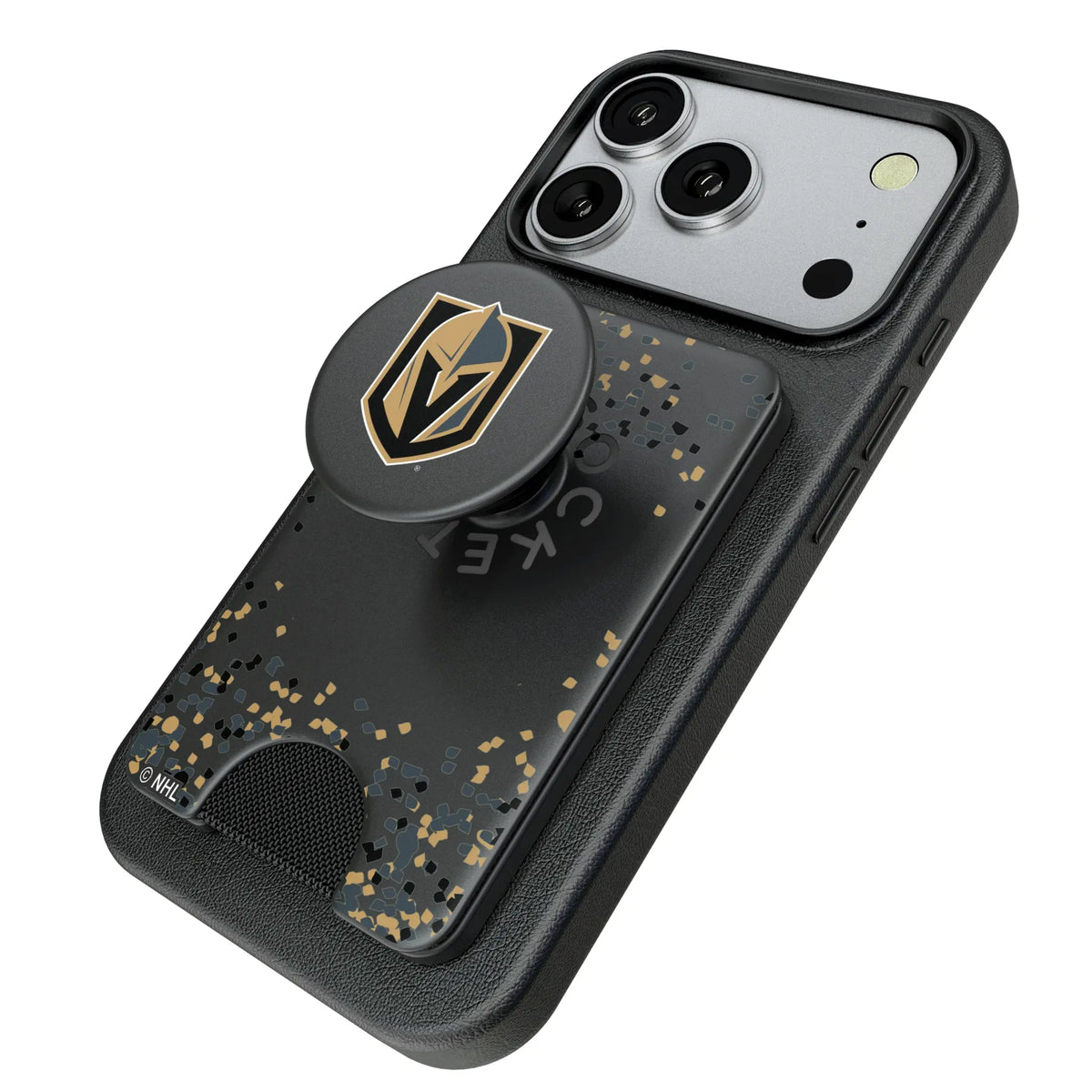 Vegas Golden Knights Confetti Popsockets Wallet Magnetic - Isometric View