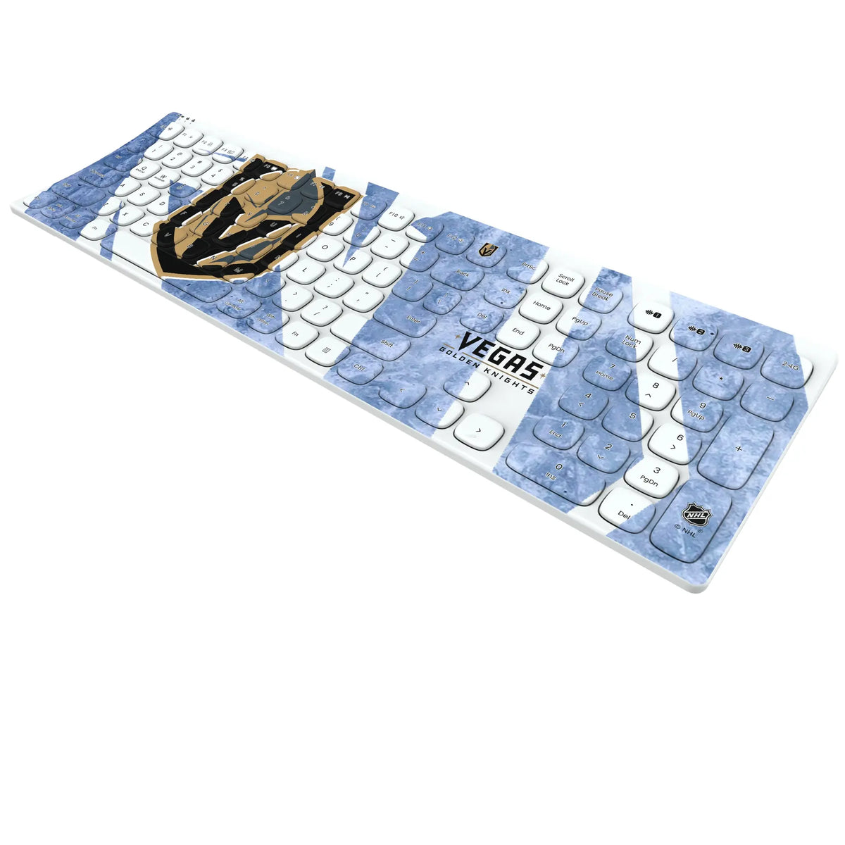 Vegas Golden Knights Ice Tilt KKB605 Curved Wireless Keyboard - Isometric View