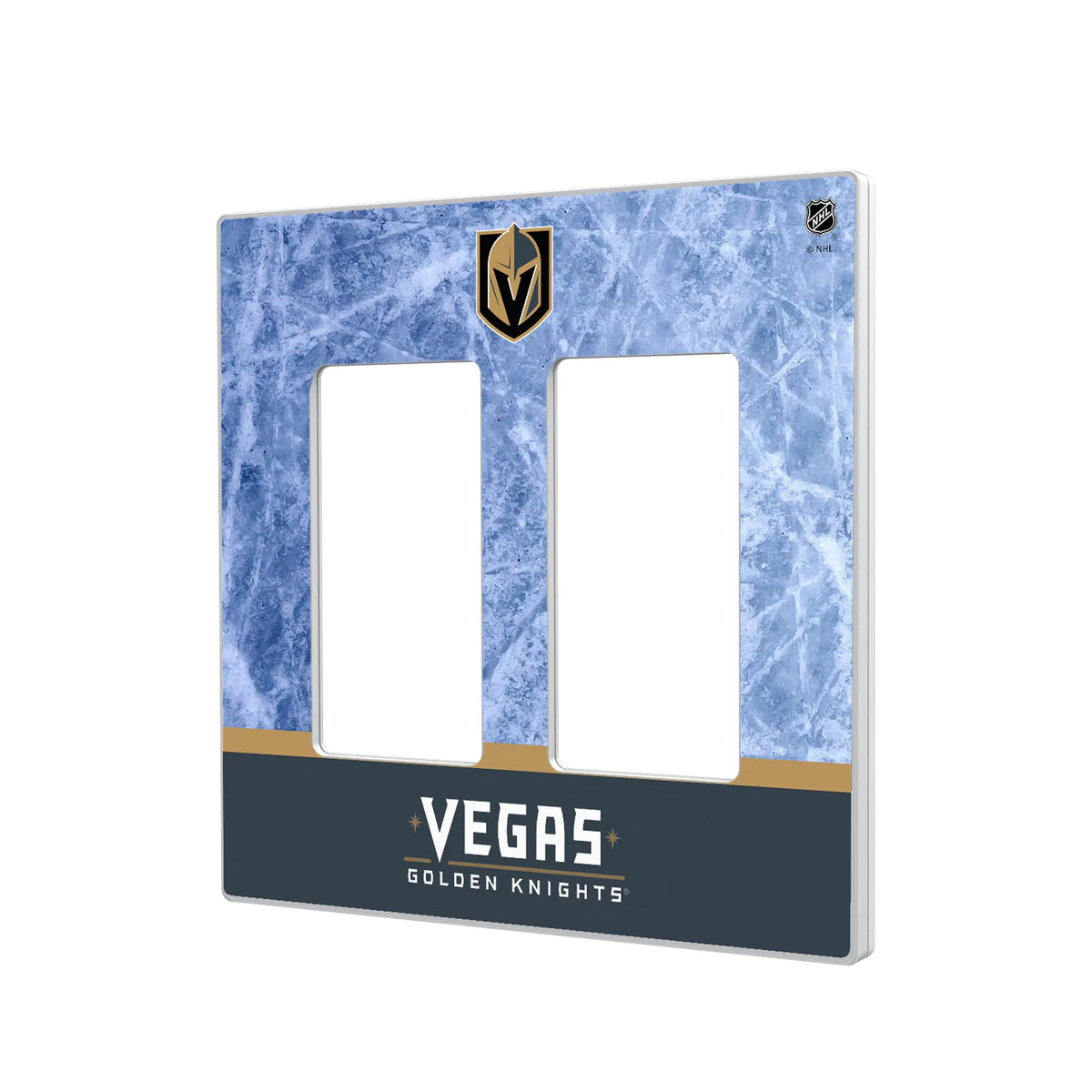 Vegas Golden Knights Ice Wordmark Hidden-Screw Light Switch Plate#Style_Double Rocker