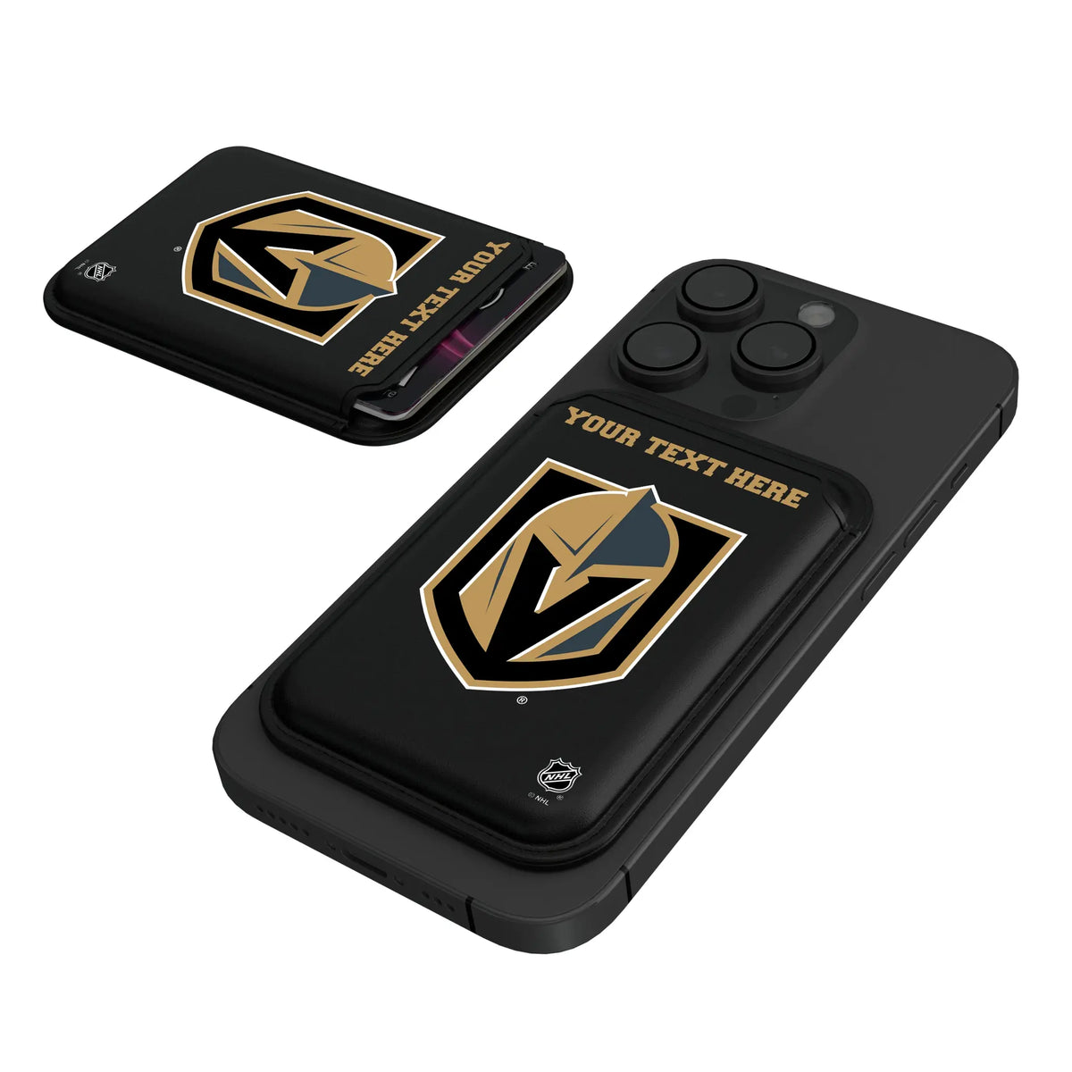 Vegas Golden Knights Personalized Insignia Black Magnetic Credit Card Wallet