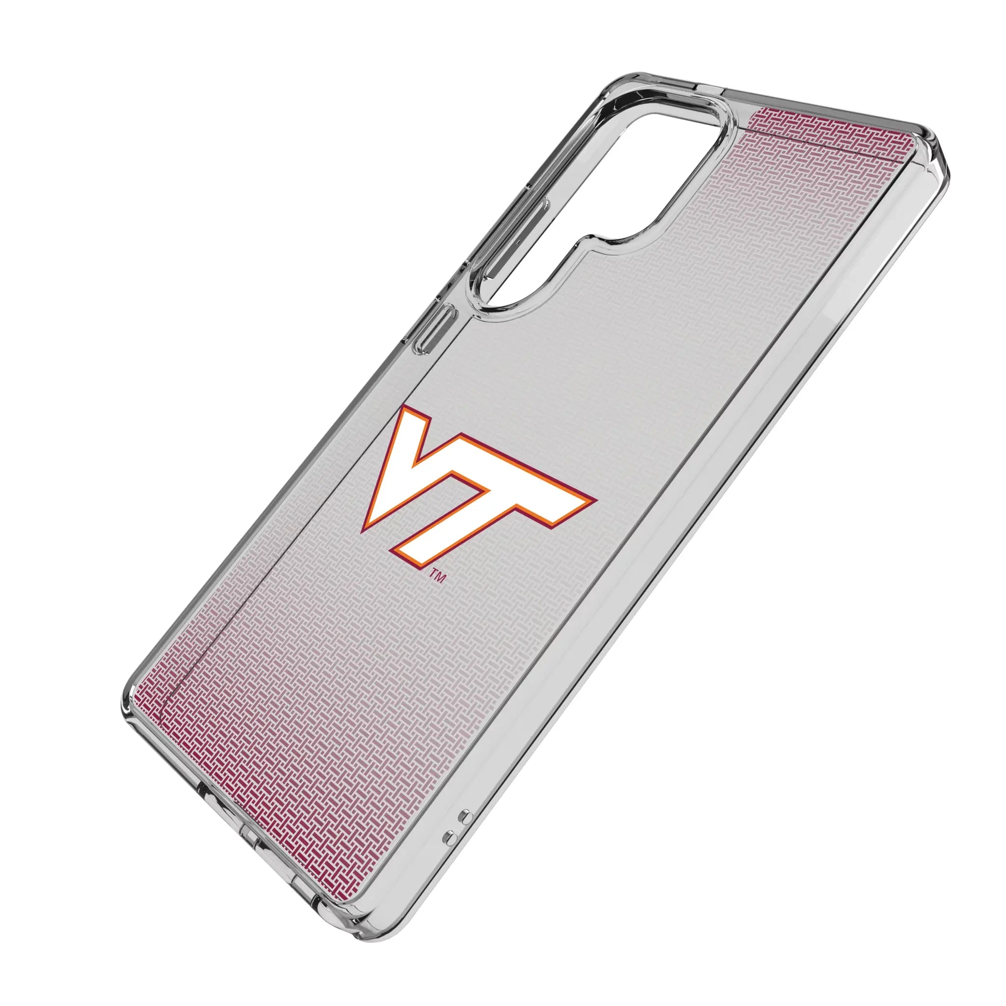 Virginia Tech Hokies Linen Galaxy Clear Phone Case for Samsung Galaxy - Isometric View#Device_Galaxy S25 Ultra