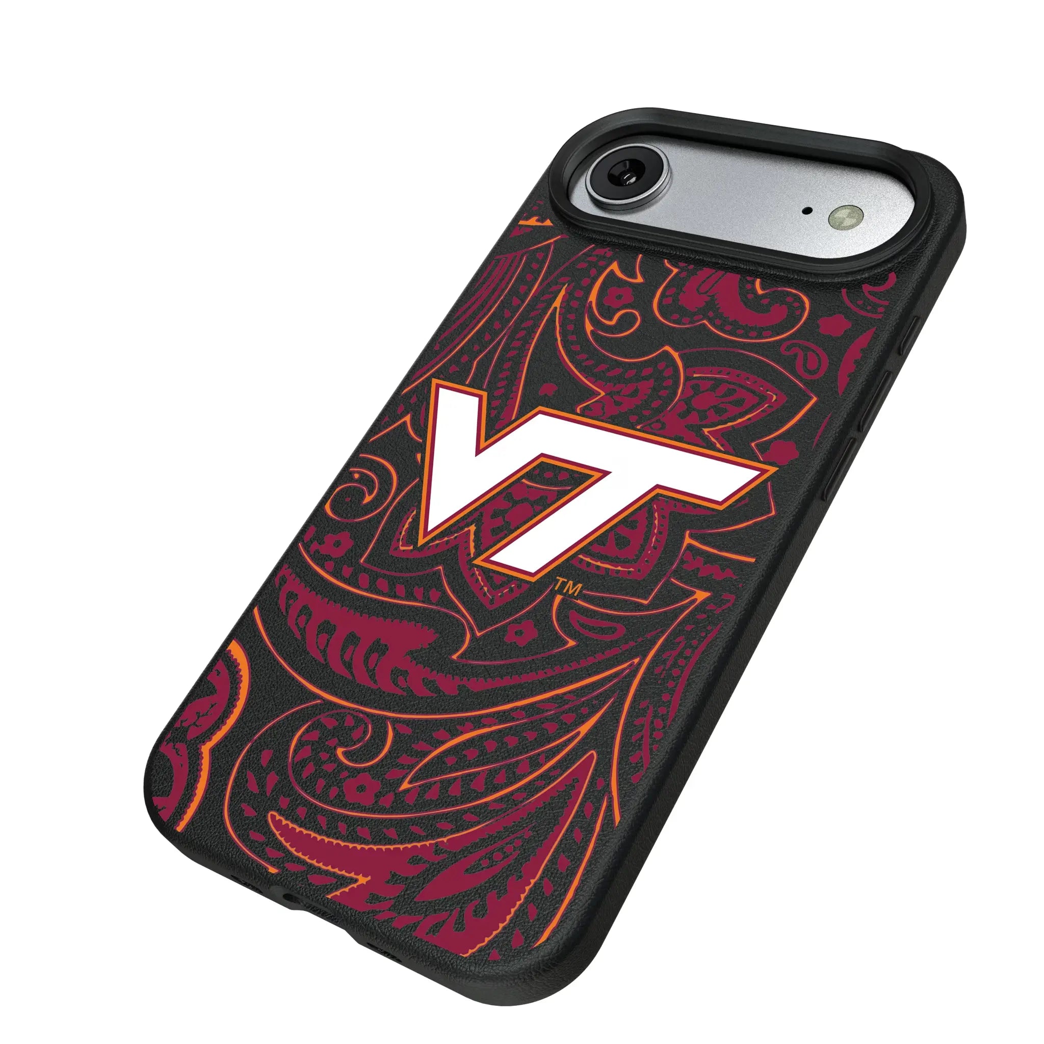 Virginia Tech Hokies Paisley iPhone MagSafe Compatible Phone Case for Apple iPhone - Isometric View#Device_iPhone Air