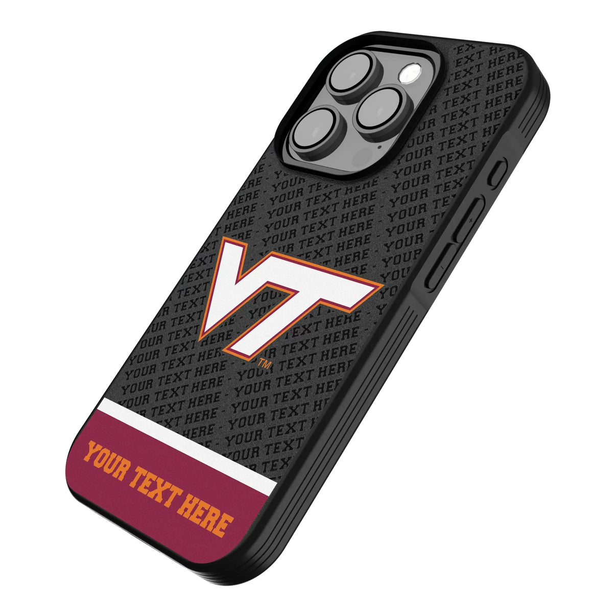 Virginia Tech Hokies Personalized EndZone Plus iPhone Bump Phone Case for Apple iPhone - Isometric View