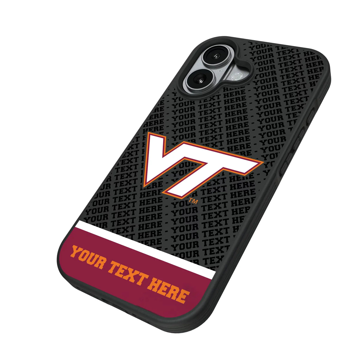 Virginia Tech Hokies Personalized EndZone Plus iPhone Bump Phone Case for Apple iPhone - Isometric View#Device_iPhone 17