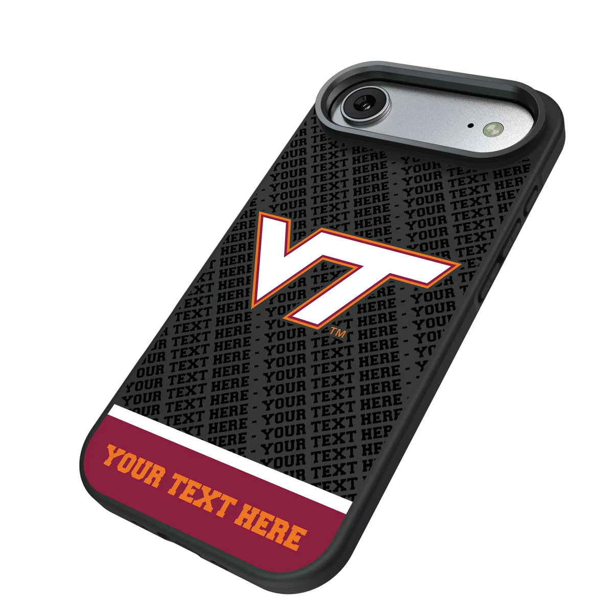 Virginia Tech Hokies Personalized EndZone Plus iPhone Bump Phone Case for Apple iPhone - Isometric View#Device_iPhone Air