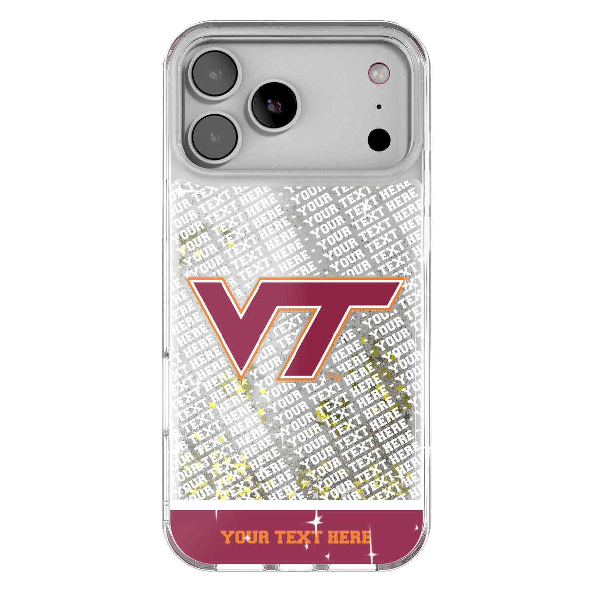 Virginia Tech Hokies Personalized EndZone Plus Glitter Phone Case for Apple iPhone