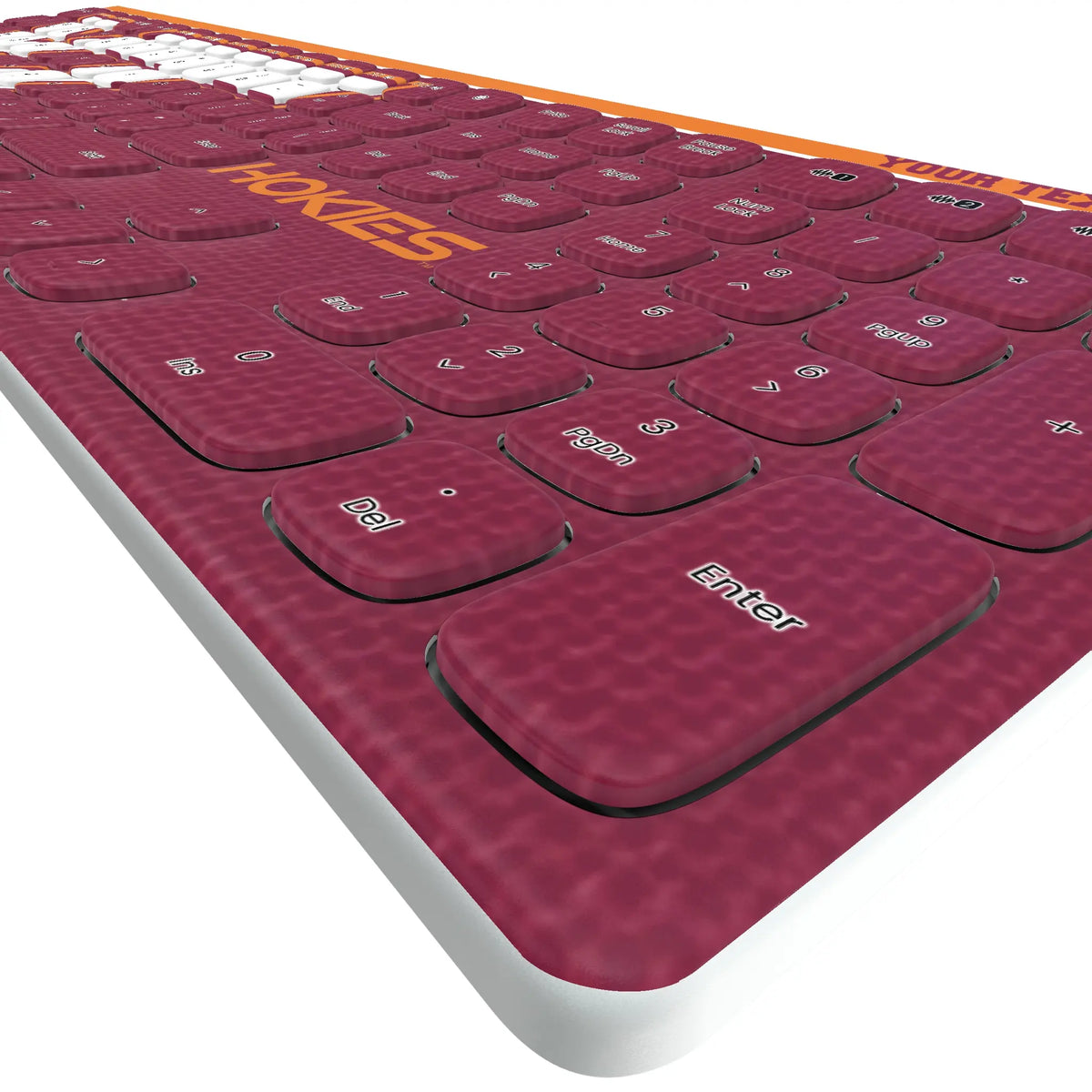 Virginia Tech Hokies Personalized Endzone Solid KKB605 Curved Wireless Keyboard - Detail