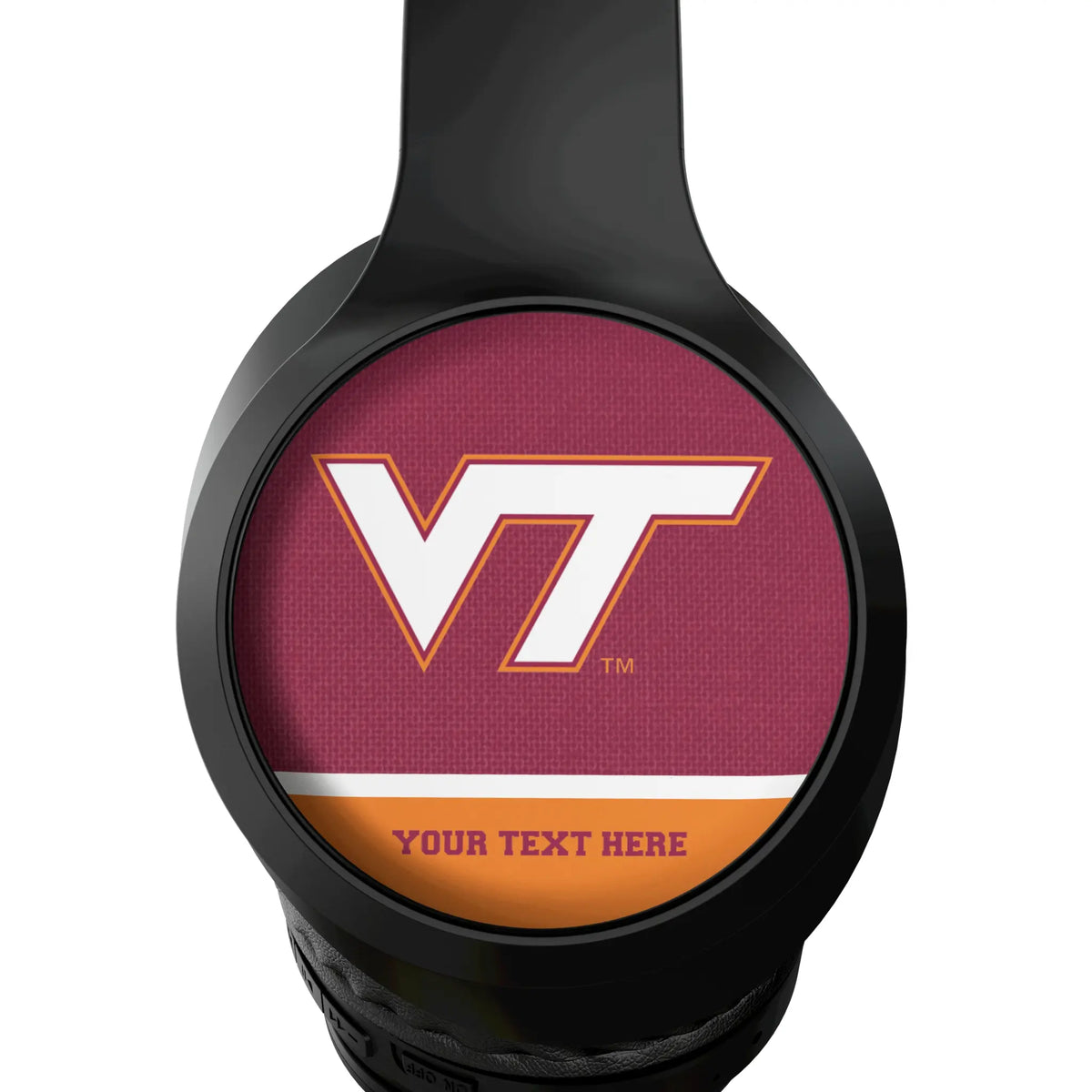 Virginia Tech Hokies Personalized Endzone Solid Wireless Over-Ear Headphones With Case - Detail