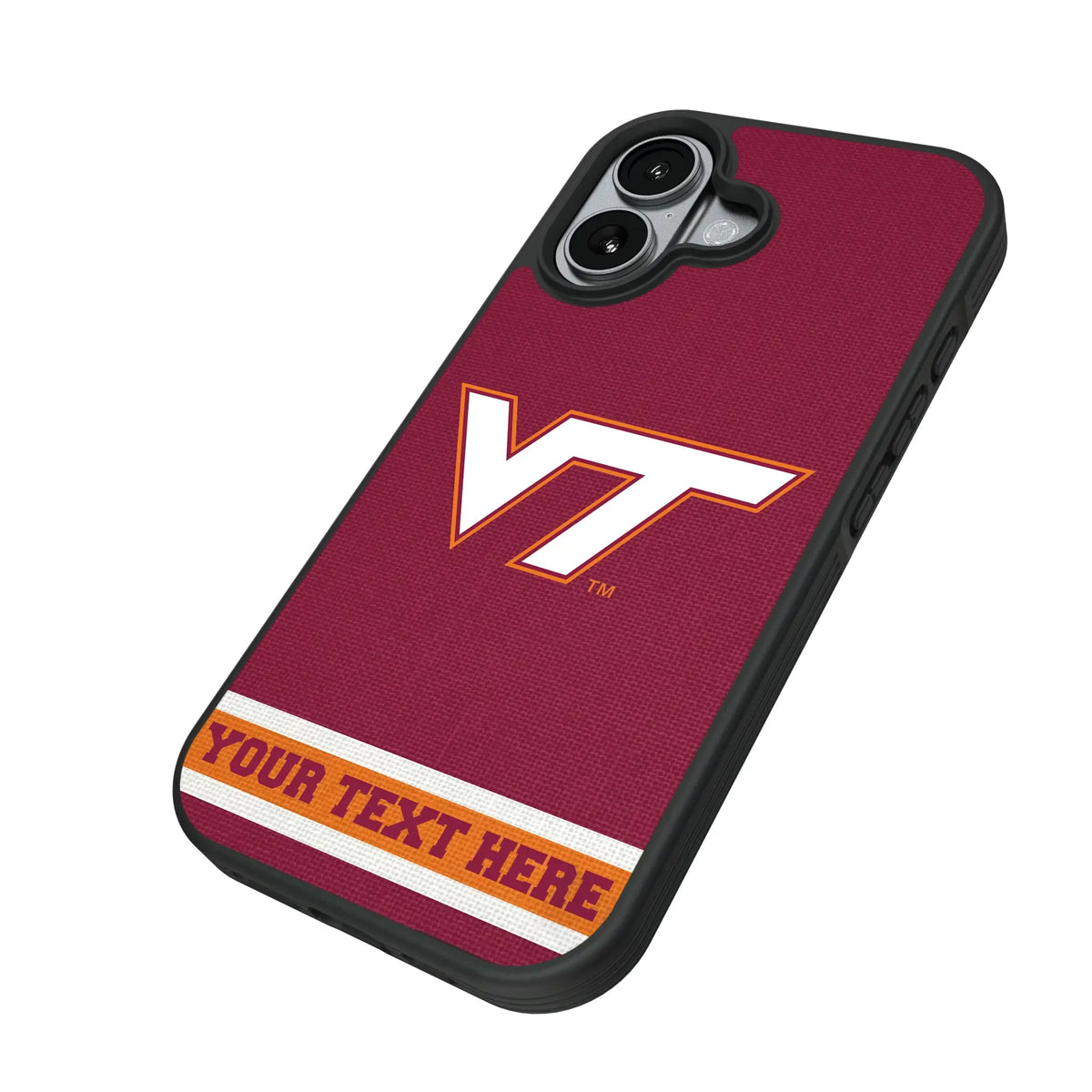 Virginia Tech Hokies Personalized Stripe iPhone Bump Phone Case for Apple iPhone - Isometric View#Device_iPhone 17