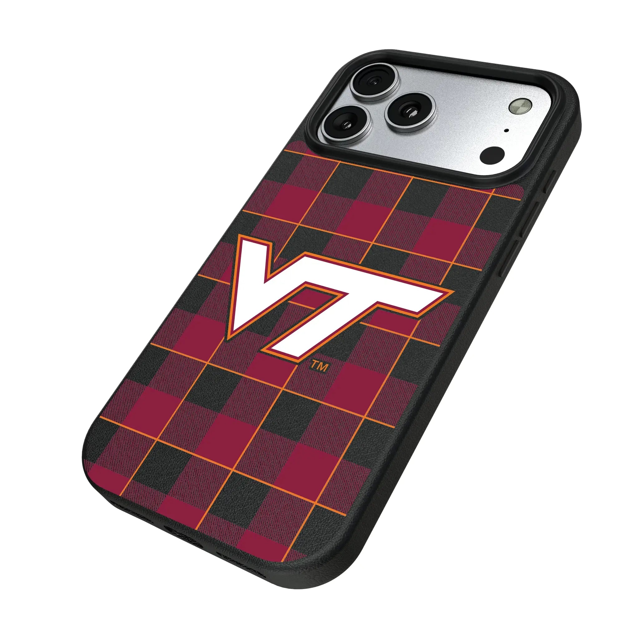 Virginia Tech Hokies Plaid iPhone MagSafe Compatible Phone Case for Apple iPhone - Isometric View#Device_iPhone 17 Pro Max