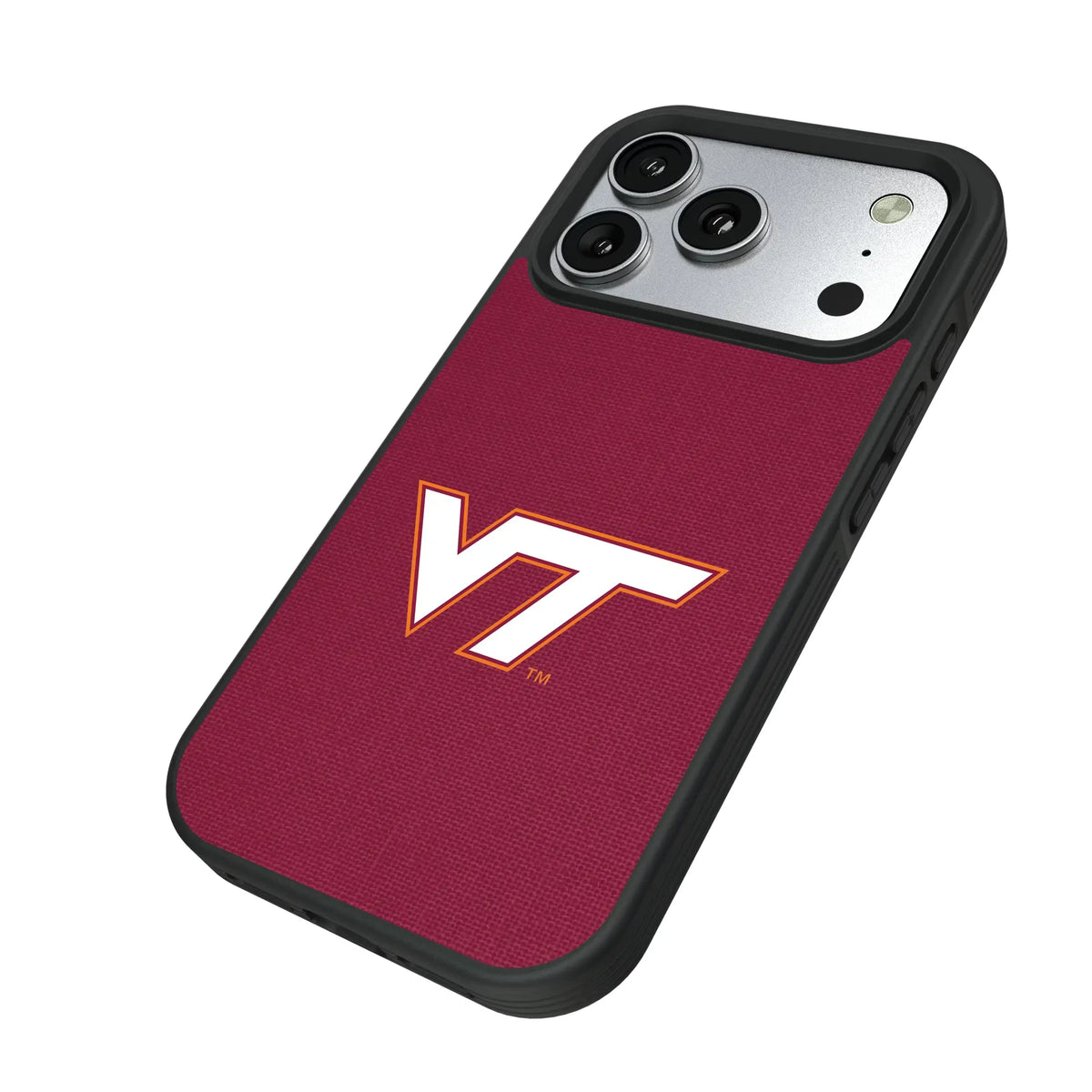 Virginia Tech Hokies Solid iPhone Bump Phone Case for Apple iPhone - Isometric View#Device_iPhone 17 Pro