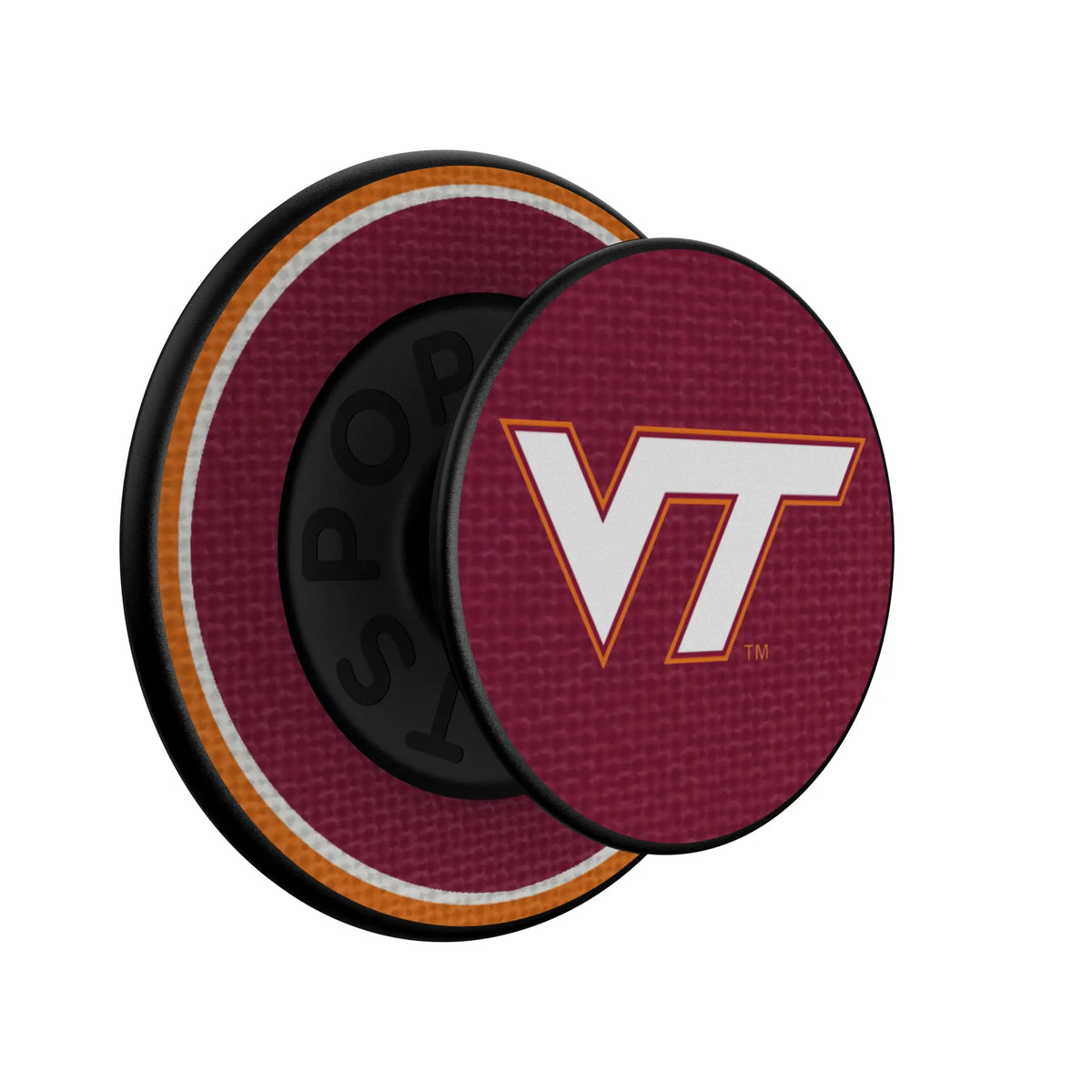 Virginia Tech Hokies Stripe Popsockets Round Magnetic - Isometric View