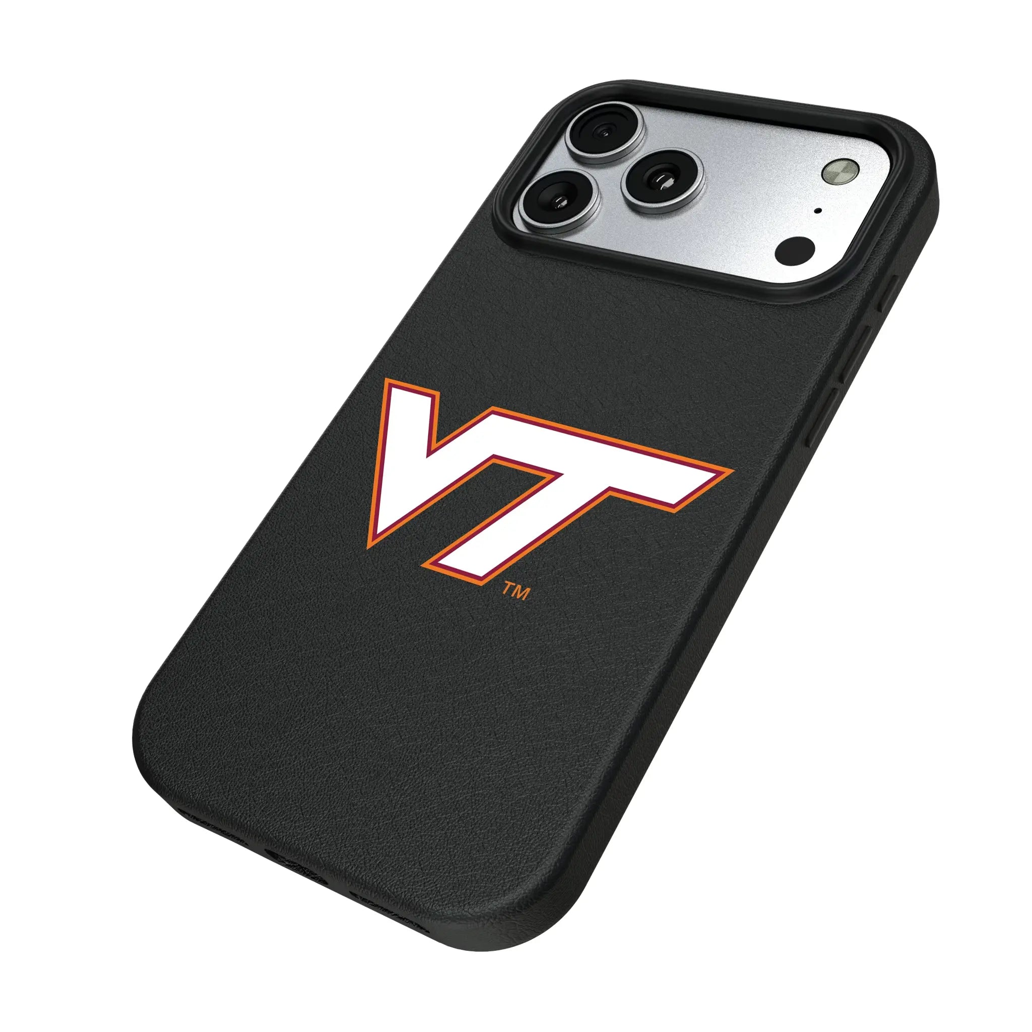 Virginia Tech Hokies Text Backdrop iPhone MagSafe Compatible Phone Case for Apple iPhone - Isometric View#Device_iPhone 17 Pro Max