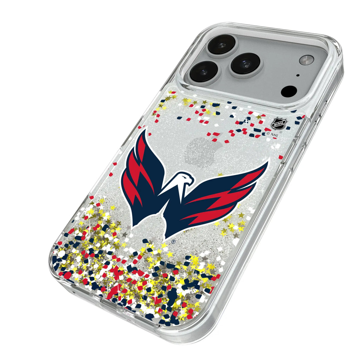 Washington Capitals Confetti iPhone Glitter Phone Case for Apple iPhone - Isometric View#Device_iPhone 18 Pro